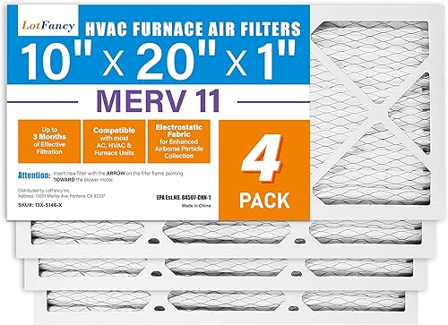 Miniatura 10 de LotFancy Filtros de aire de 10 x 20 x 1, paquete de 4, filtros plisados MERV 8, MPR 600, caja de repuesto de filtro HVAC para aire acondicionado