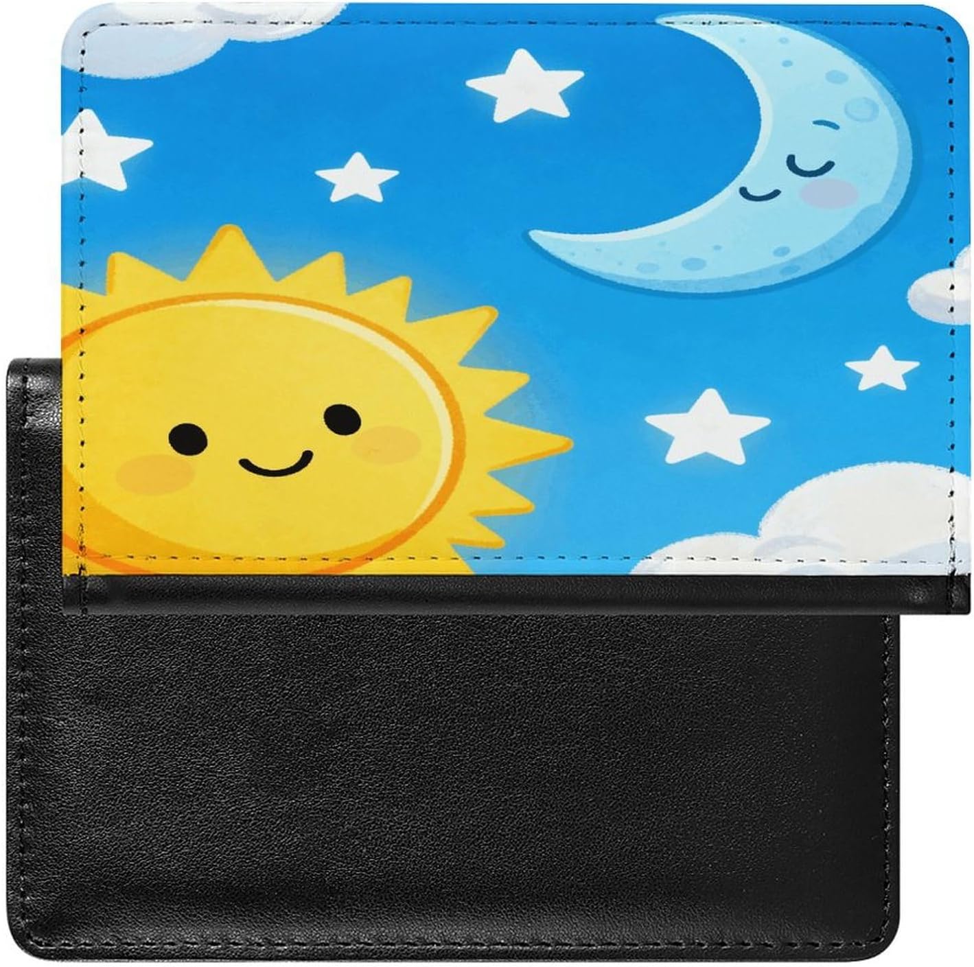 Sun And Moon Passport Holder Cute Portable Passports Cover Slim Identification Passport Holder PU Wallet Cover Case for Travel for Women Men Travel Cruise