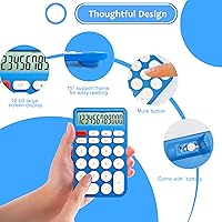 Vista 2 de VEWINGL Standard Calculator, 12 Digit Large Display Desktop Calculator with Big Buttons for Office, School, Home & Business Azul y blanco