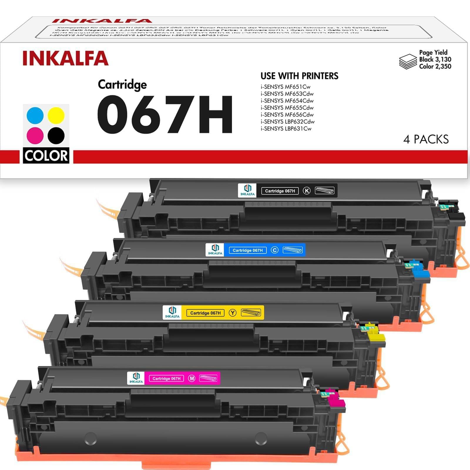067H Toner Kompatible Tonerkartusche Als Ersatz für Canon 067H 067 für Canon i-SENSYS MF655CDW Toner MF657CDW LBP631CW LBP633CDW MF651CW (Schwarz Cyan Gelb Magenta, 4er-Pack)