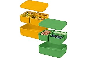 Expandable Lunch Box Kids, Platinum Silicone 2 Pack Bento Box with 3...