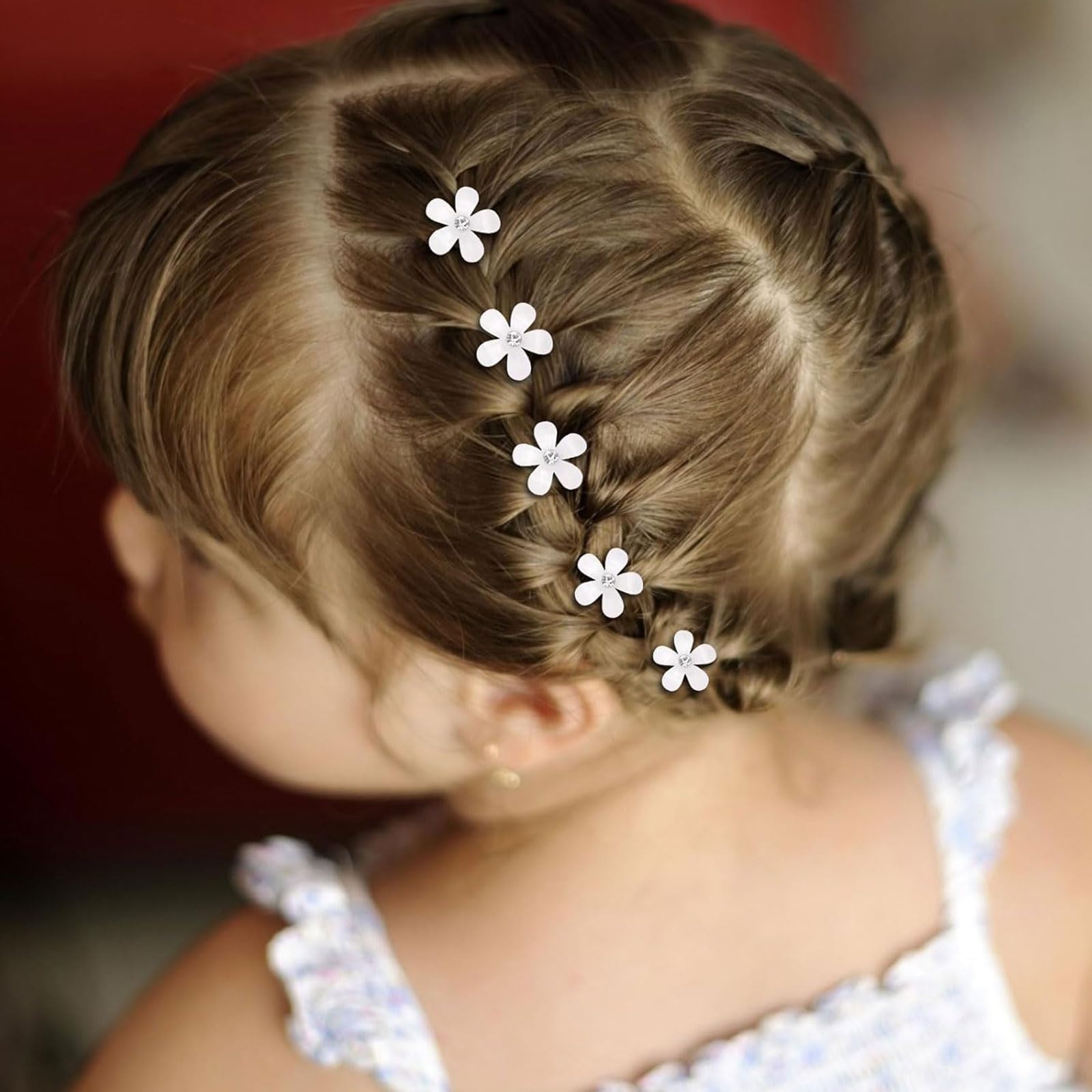 Mezrkuwr 10 Mini Fermagli per Capelli Bianchi con Strass - Graziosi Accessori Decorativi per Acconciature da Sposa - Forcine Floreali