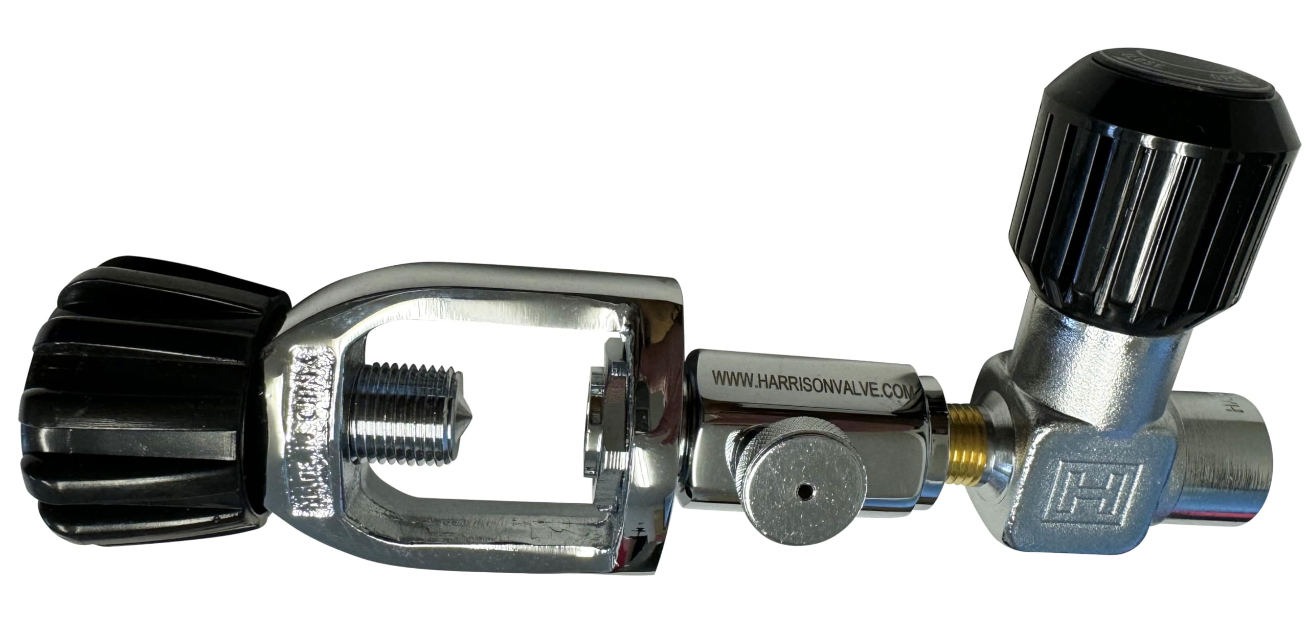 Preece Precision Scuba Yoke Filler with Bleed and Inline Valve, Chrome Plated, for Scuba Tank Filling