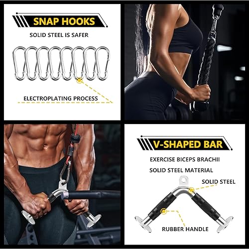 Miniatura 6 de Accesorio para Máquina de Cable, Accesorios de Jalón LAT, Accesorios de Gimnasio en Casa, Accesorio de Jalón para Tríceps