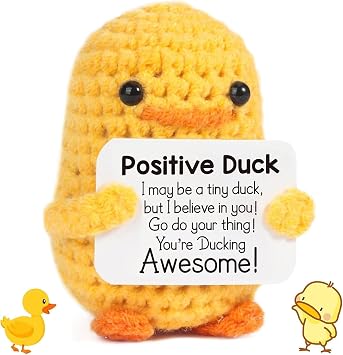 Positive Duck, Good Luck Gifts, Positive Crochet Animals For Easter, Christmas, Valentine's Day, Birthday, Party Decor