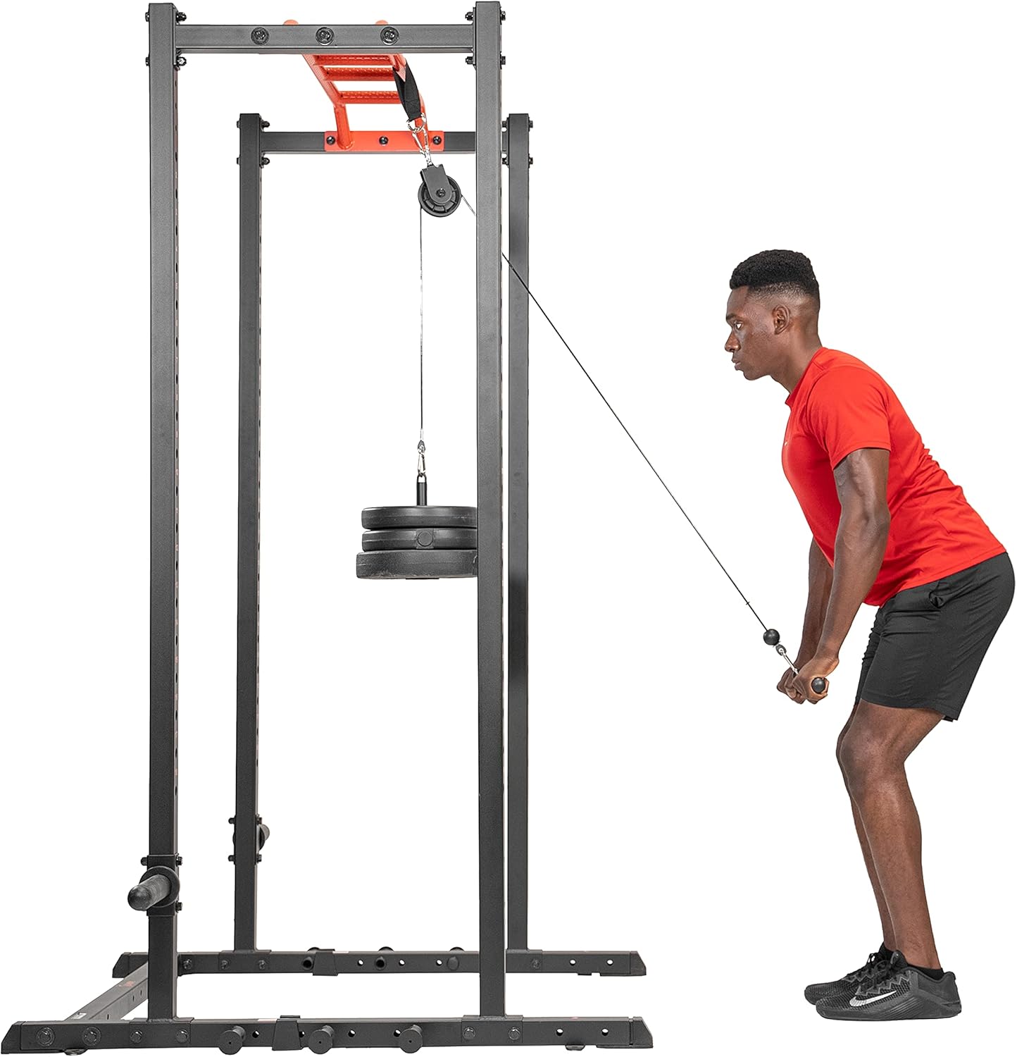 Sunny Health & Fitness Power Cage Squat Rack Upgrade Attachments, Dip Bar, Plate Bar Holder, Belt Squat, J Hook, Lat, Adapter, U Ring, Pull Up Bar, Landmine, Captain's Chair, Tricep Rope For Home Gym