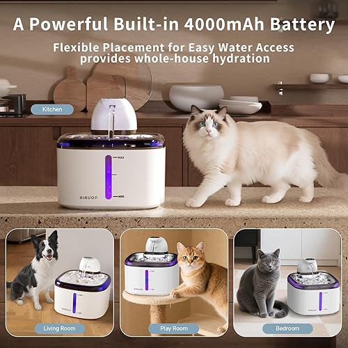 Miniatura 5 de Fuente de agua para gatos ultra silenciosa (fuente de gato+2 filtros, M)