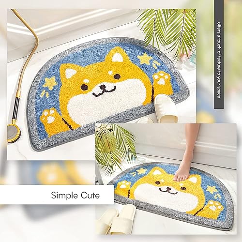 Miniatura 3 de Adorable alfombra de baño de animales (17.5 x 29.5  Shiba Inu), bonita alfombra de baño para entrada, tapete de ducha de microfibra suave absorbente