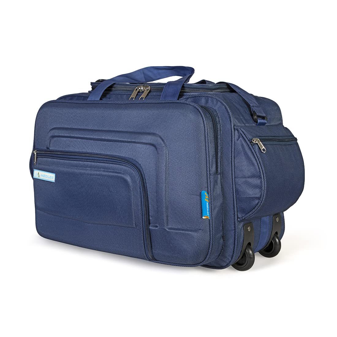 M MEDLER Aquiver Nylon 55 Litres Waterproof Spinner Strolley Duffle Bag- 2 Wheels-Luggage Bag (Navy Blue)