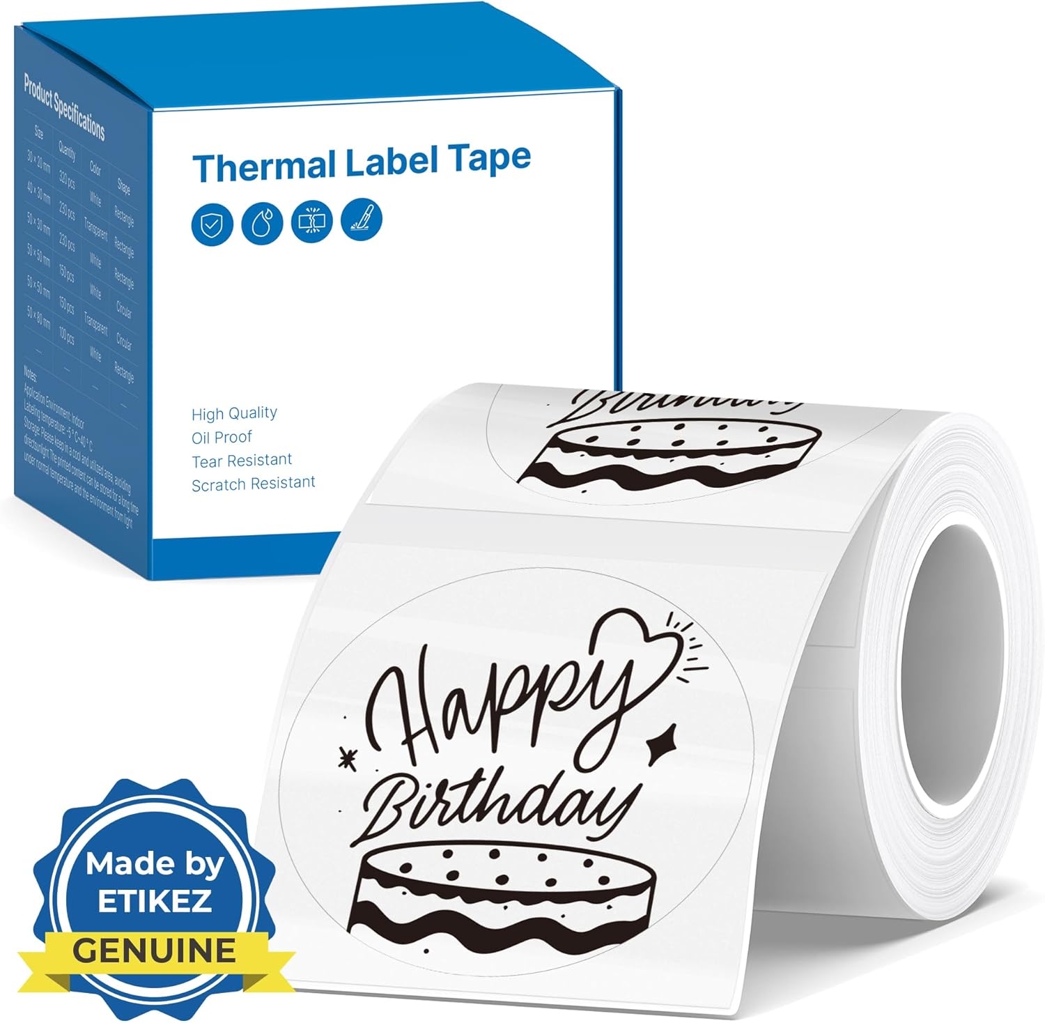 Thermal Label for PM260 Printer, 2'' (50x50mm) Thermal Tape, Waterproof, Multi-Purpose Label, 1 Roll of 150 Self-Adhesive Thermal Paper (Transparent)