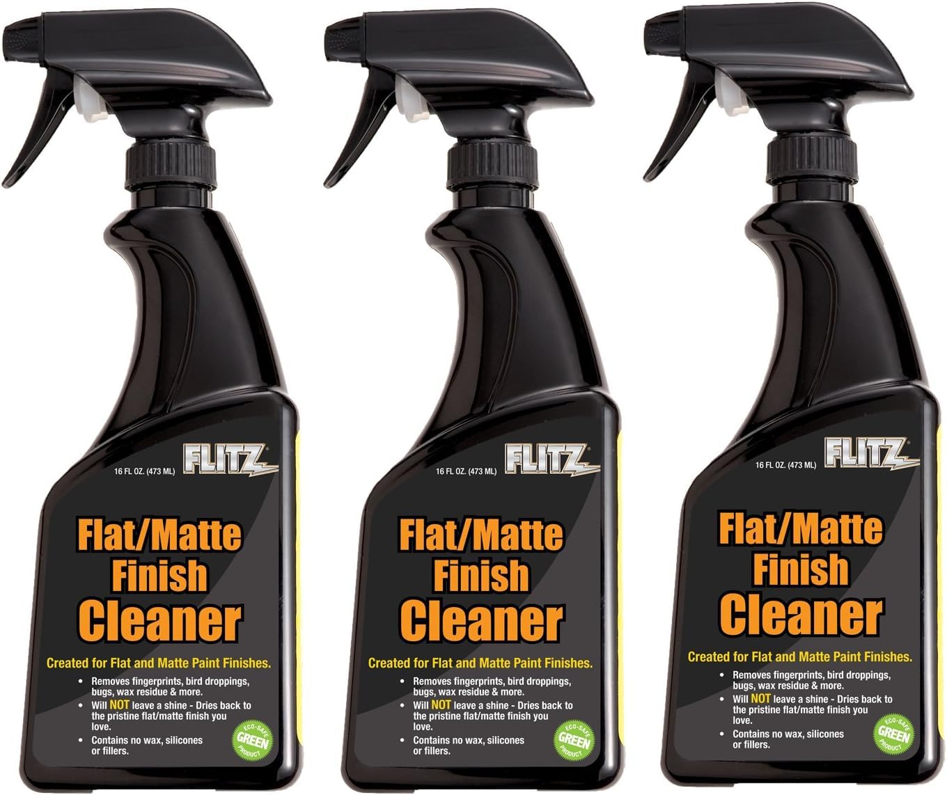 Flitz Flat Matte Finish Cleaner - 16oz Bottle of USA-Made Vinyl Wrap Spray to Easily Remove Grease, Wax, Dust, & More - Quick Drying Matte Paint Cleaner - Ideal for Cars, Motorcycles (3 Pack)