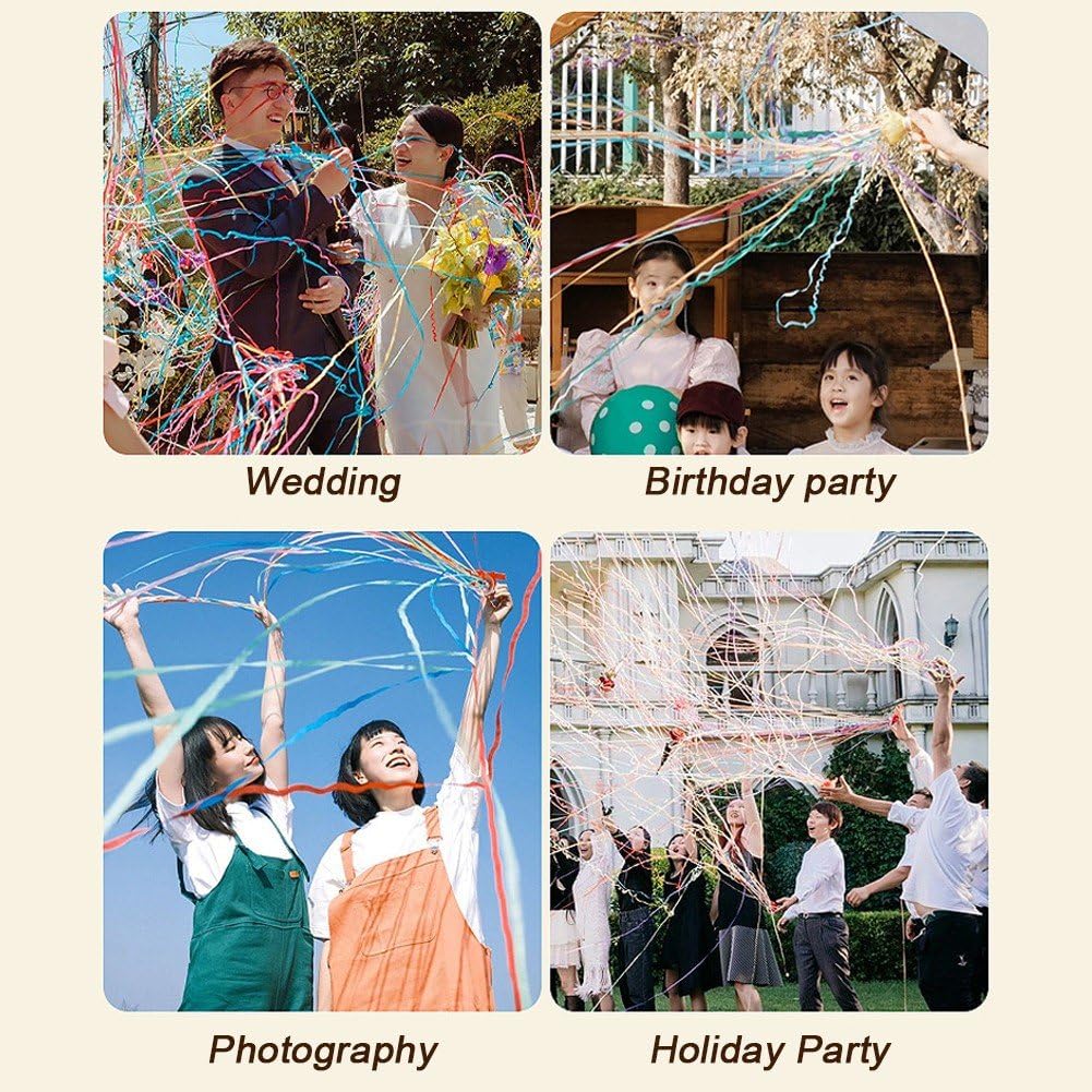 12 szt. ręcznie rzucane serpentyny konfetti kolorowe papierowe serpentyny Popper na urodziny zaproponuj ślub ukończenie szkoły