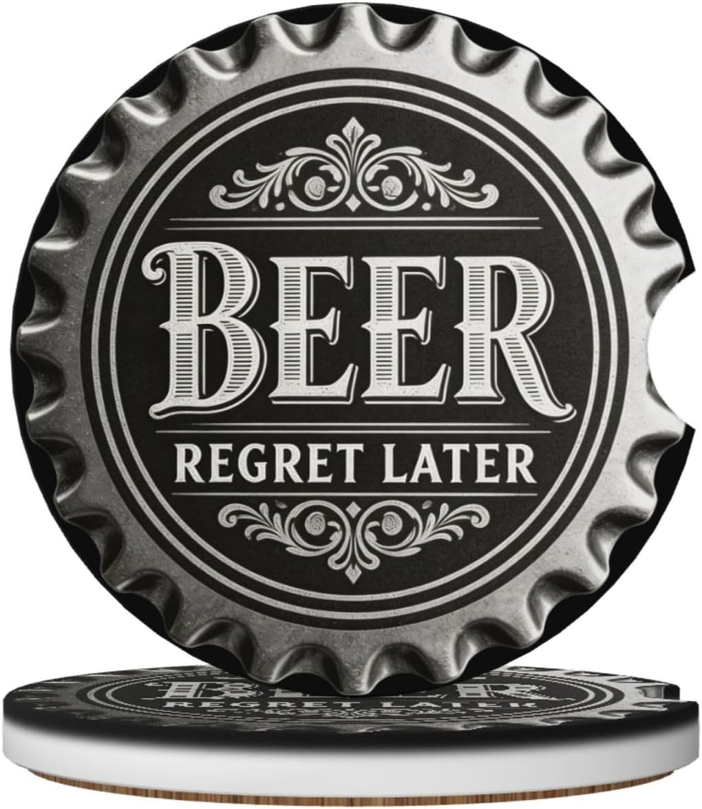 Beer Cap Car Coasters for Cup Holders Absorbent Drink Coaster 2.56"