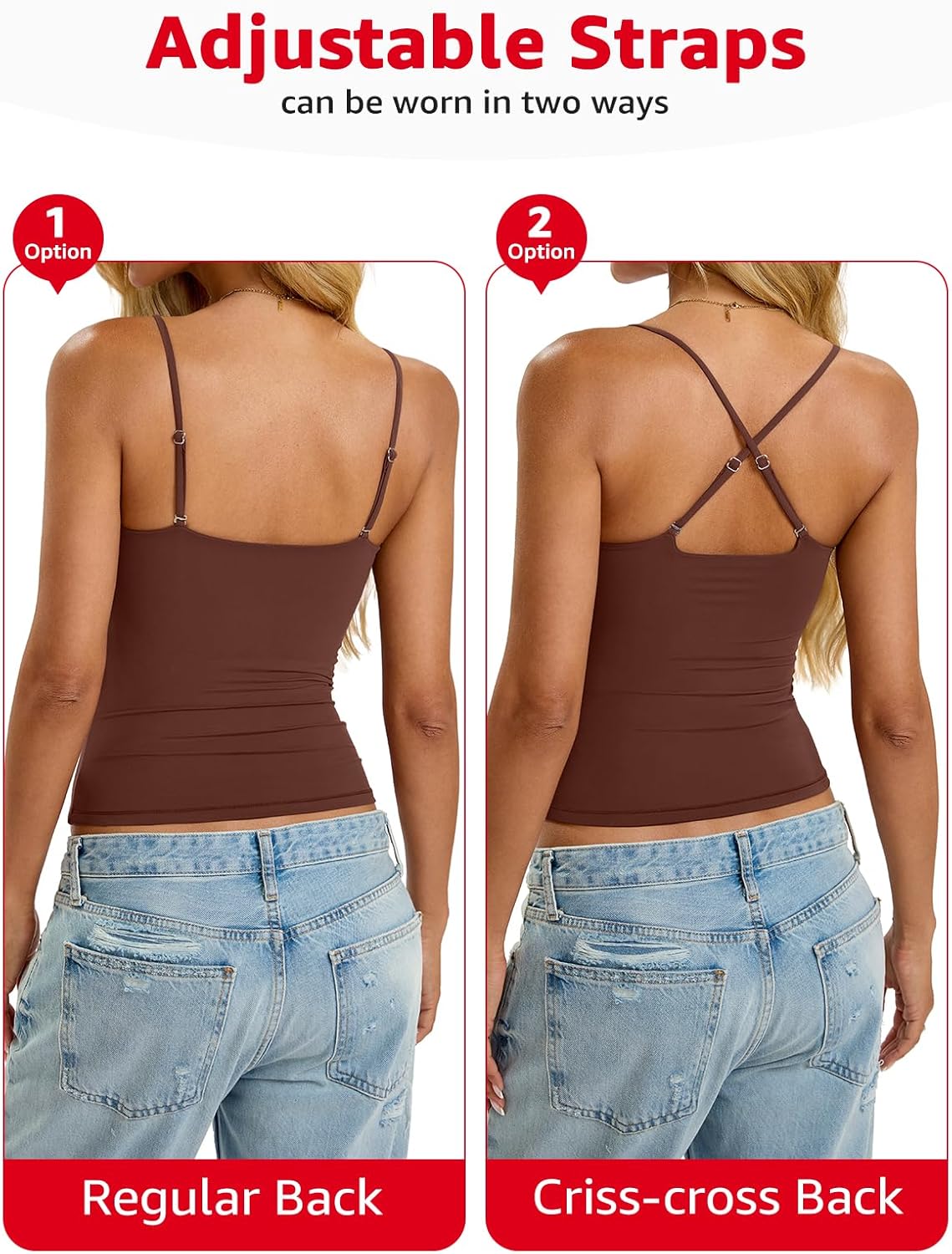 Womens Padded Cami Tank Tops Double Lined Spaghetti Strap Built in Bra Shirts Slim Fitted Basic Summer Cloth 2026 - Image 4