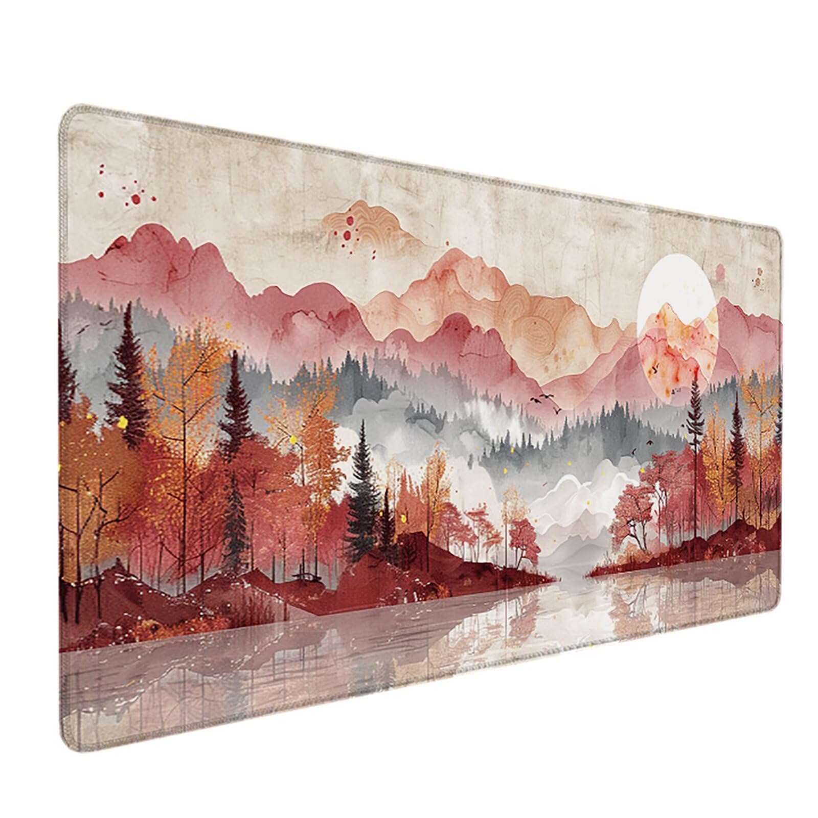 Bosque Alfombrilla Ratón Gaming XXL 1500x800 mm, Alfombrilla Gaming Blanco Mousepad con Base de Goma Antideslizante, Impermeable Desk Mat para Teclado y Raton, Accesorios Gaming Regalos de Hombre 9-6