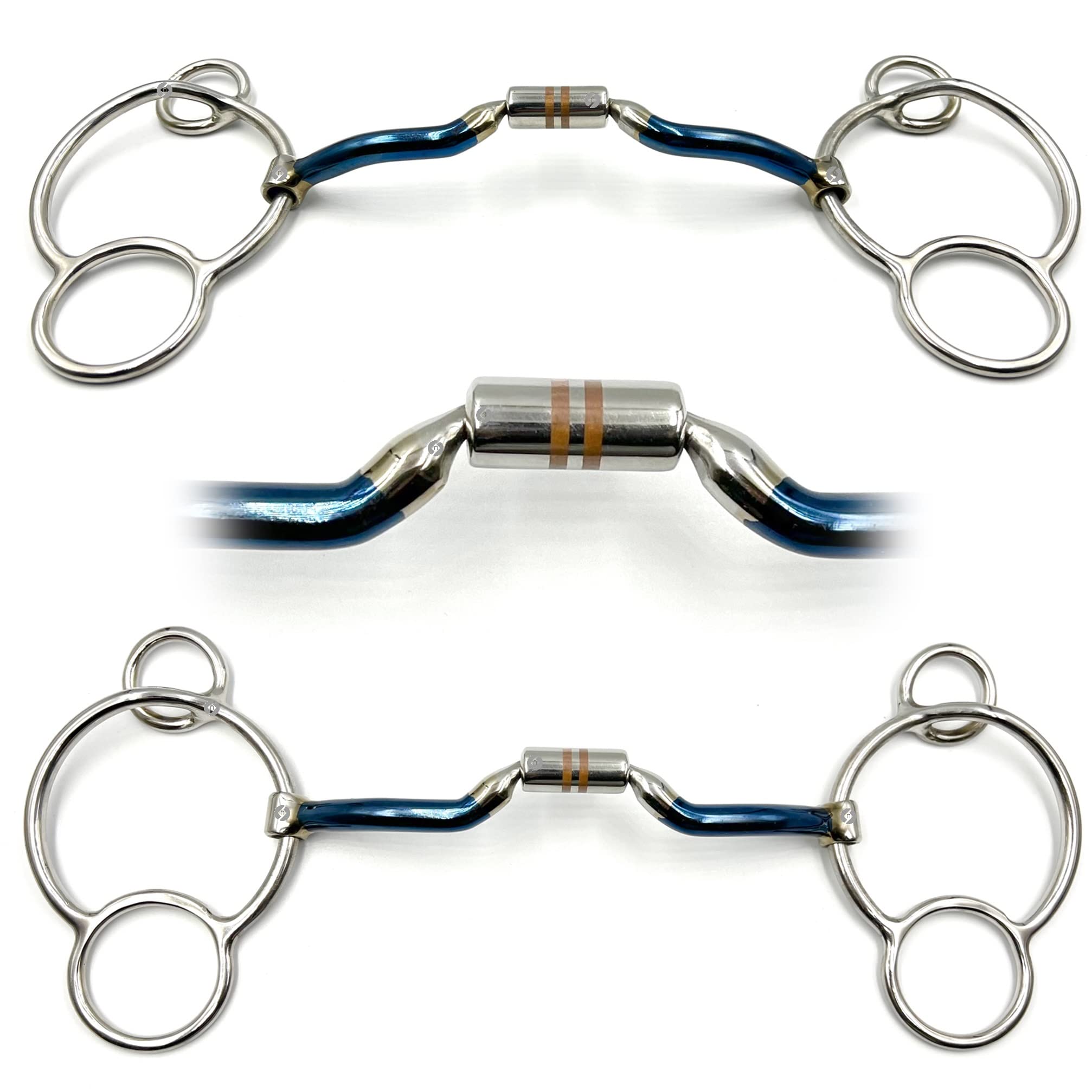 Universal Blue Sweet Iron Roller Port Mouthpiece Ported Horse Bit Snaffle (5.25")