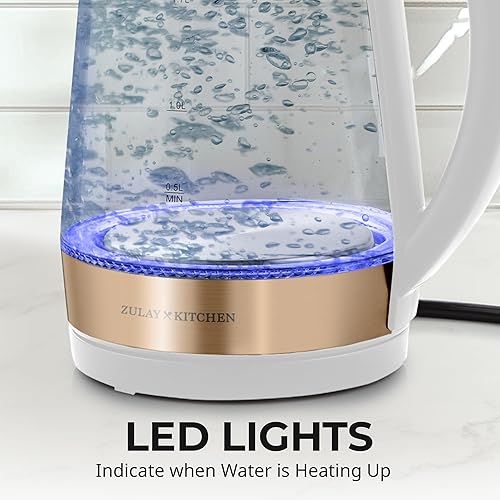 Miniatura 5 de Zulay Kitchen Hervidor de agua eléctrico de ebullición rápida, 1.7 L, 1500 W, apagado automático para protección contra sobreebullición y ebullición