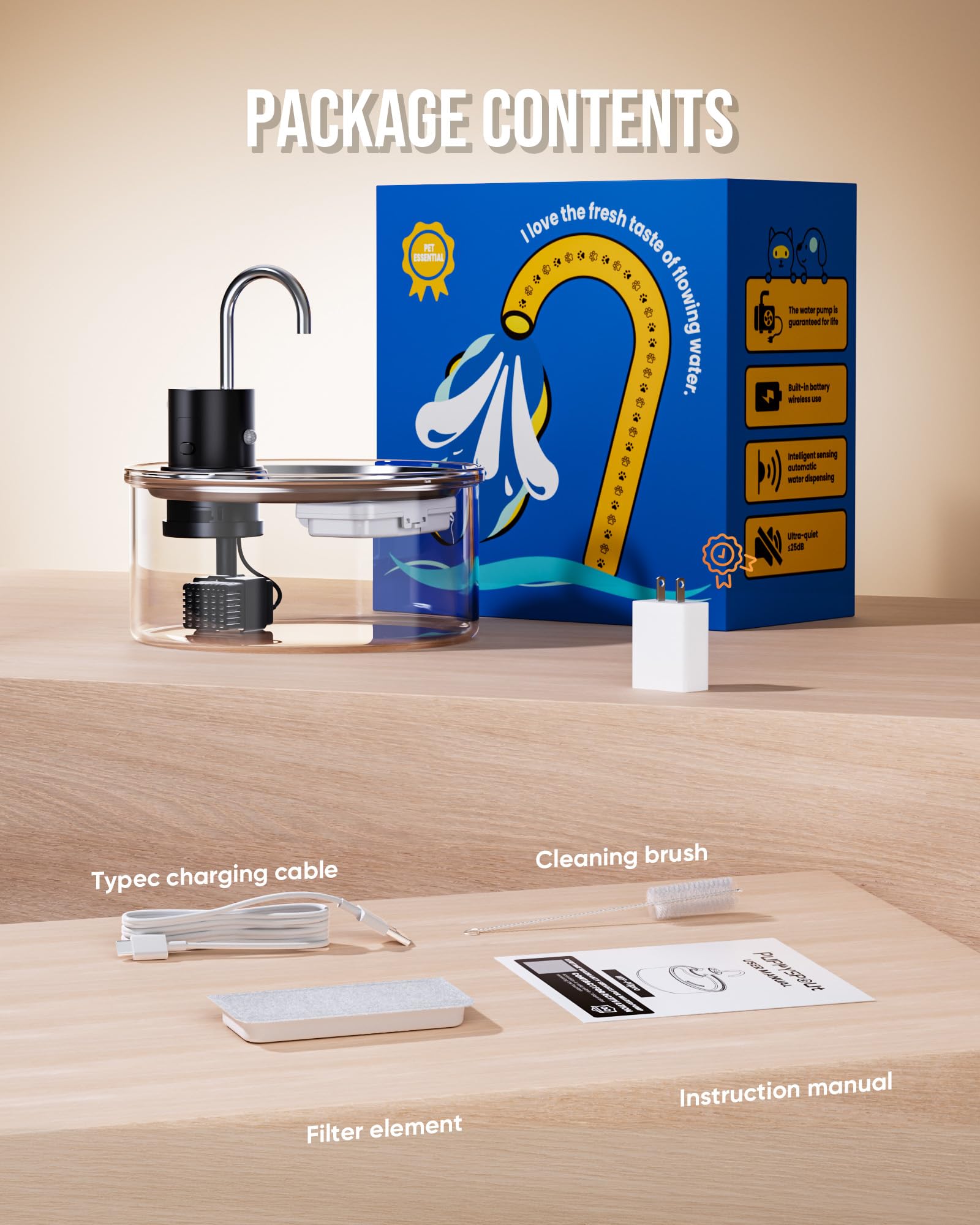 Fuente de agua inalámbrica para gatos – 3,2 L, fuente automática para gatos, funciona con pilas, dispensador de agua recargable para gatos, cachorros, múltiples mascotas
