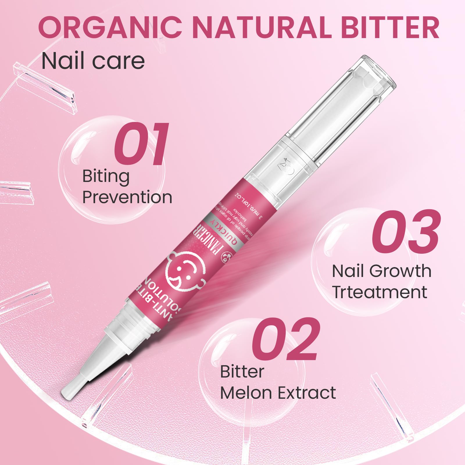 2 Stylos Vernis Amer Anti Ronge Ongles, Stylo Anti-Rongement d'Ongles, Amers pour Enfants et Adultes, Aide à Prévenir le Rongement des Ongles et Succion de Pouce, Facile à Appliquer, Effet Durable