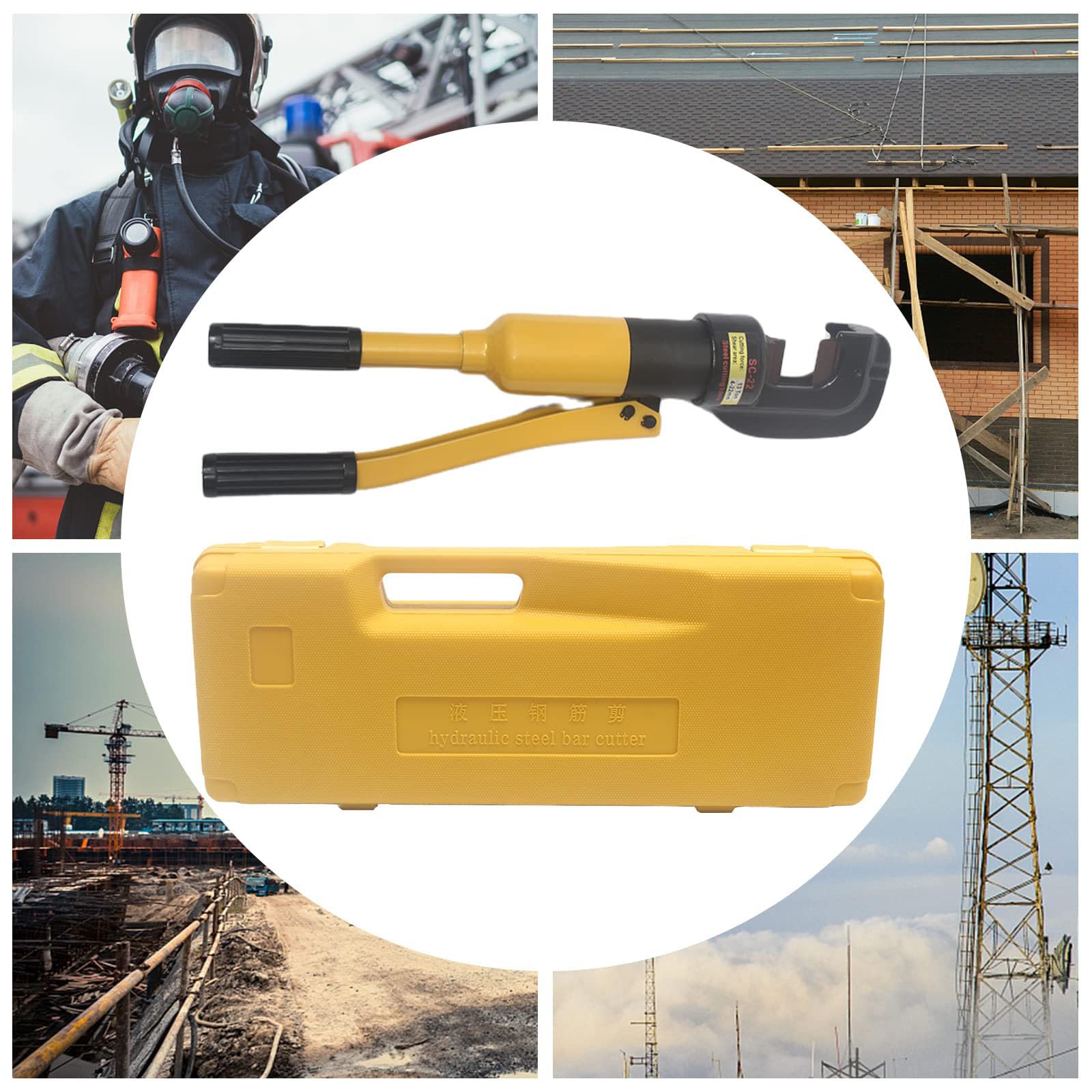 Cortador de pernos hidráulico para corte de barras de refuerzo, cortador de acero de 8/12 toneladas, herramienta industrial resistente para acero estructural, corta hasta 16 mm de refuerzo