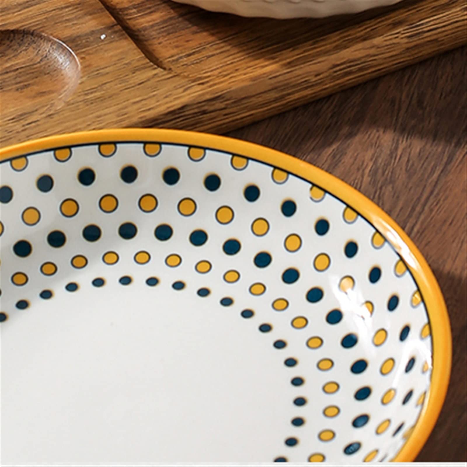 Pastaschalen Speiseteller Keramikteller, Haushaltsscheibe, Küche, Speiseteller, rundes Besteck, Vintage-Dessertteller, einfacher flacher Teller, Einzelpackung, Viererpackung Essteller(E)