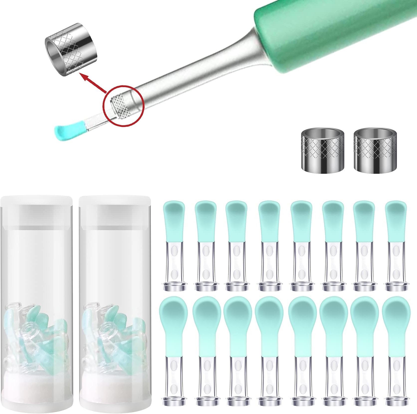 Bebird Replacement Tips Ear, 16 Pieces Waterproof Silicone Ear Spoon for Ear Wax Removal Endoscope, BEBIRD Original Ear Cleaner Tips for C3/C3 Pro/M9 Pro/X11 Pro/K10/X17 Pro/T5