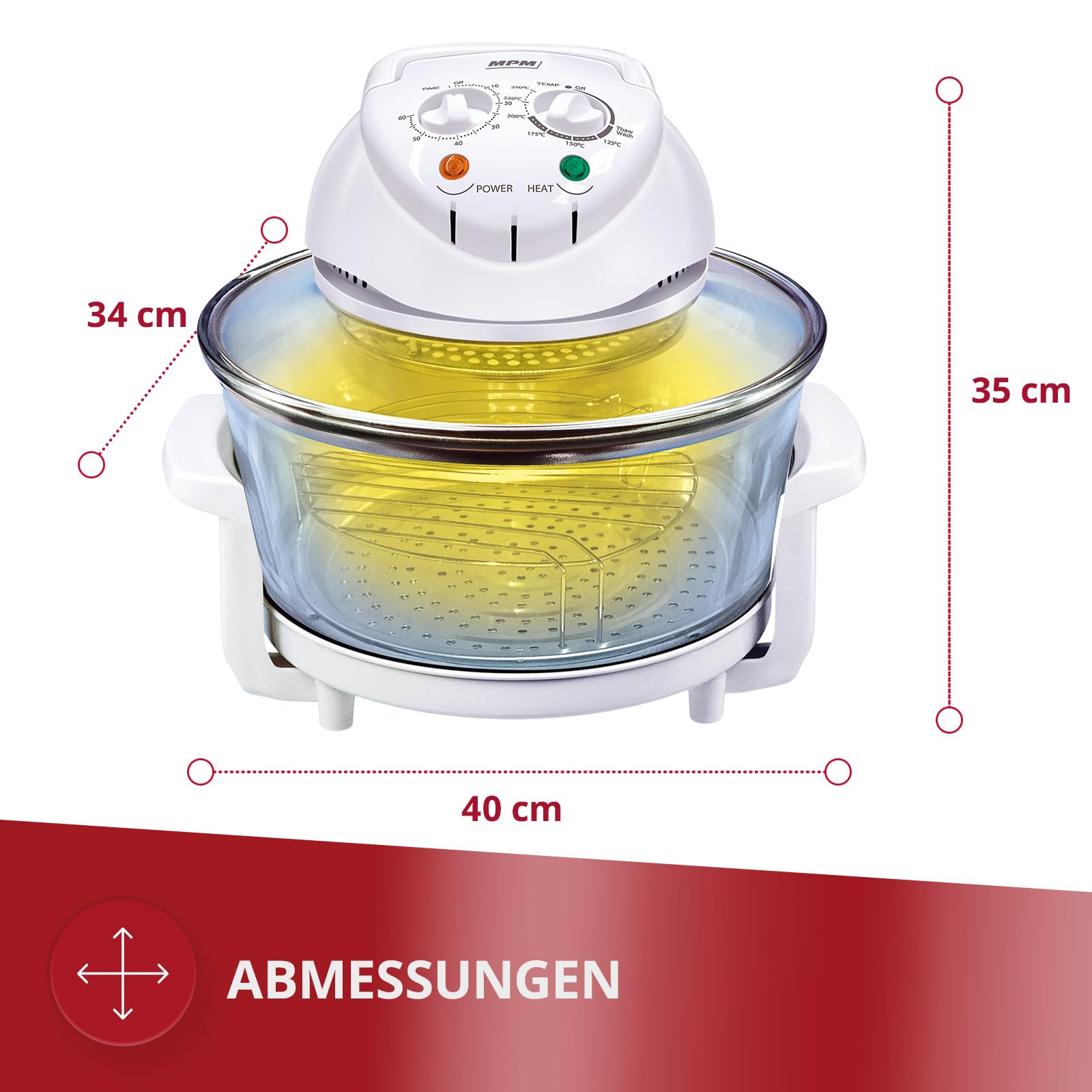 MPM MKO-01 Mini Piekarnik Elektryczny - Multicooker - z Funkcją Samoczyszczenia - Piekarnik Halogenowy - do Gotowania, Rozmrażania, Pieczenia i Opiekania - Pojemność 17l