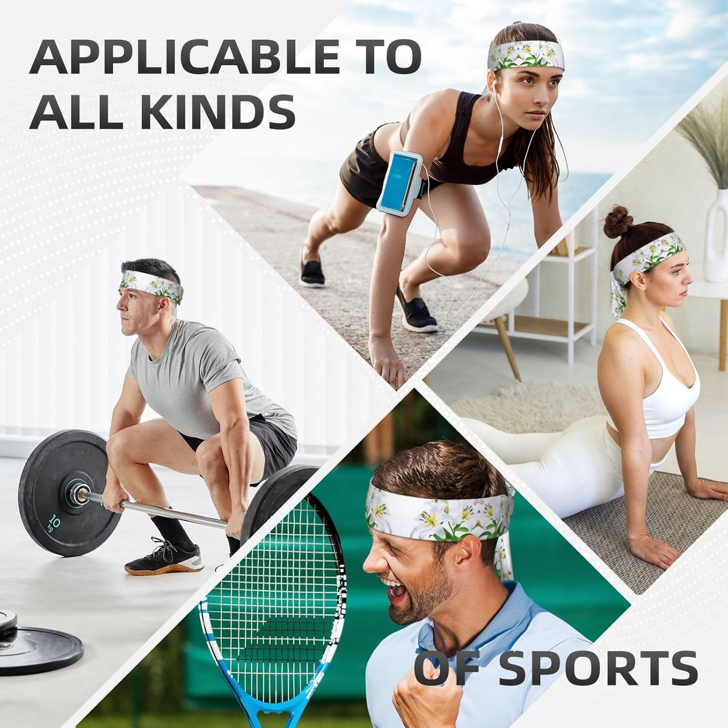 Tie Headband Men Women, Virgiharm Print Sports Sweatband | Adjustable Tie-Back, Moisture Wicking. For Running Yoga Tennis Basketball Cycling Workout, Virgiharm Pattern