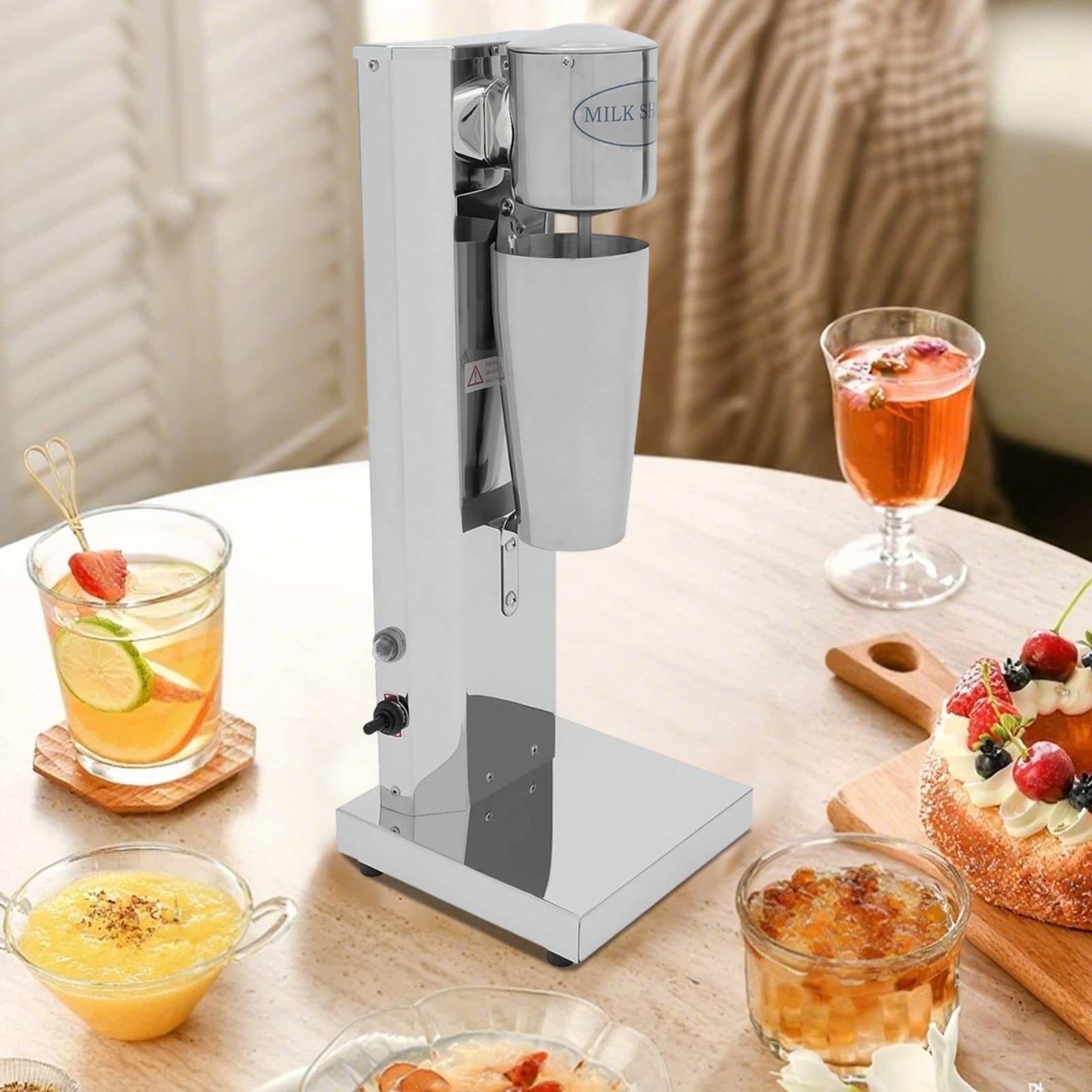 Milchshake Maschine aus Edelstahl, 180W Standmixer für Milchshakes und Smoothies, Mixer mit 18000 U/min und 650ml Becher, 2 Gänge