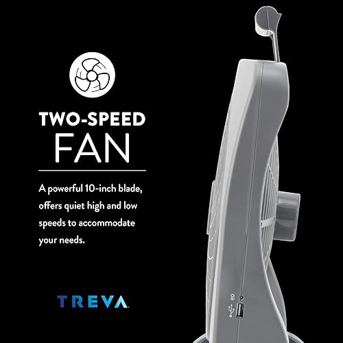 Miniatura 4 de O2COOL Treva Ventilador Portátil de Batería - Cuchillas de 10 pulgadas - con adaptador de corriente alterna enchufable, baterías recargables y