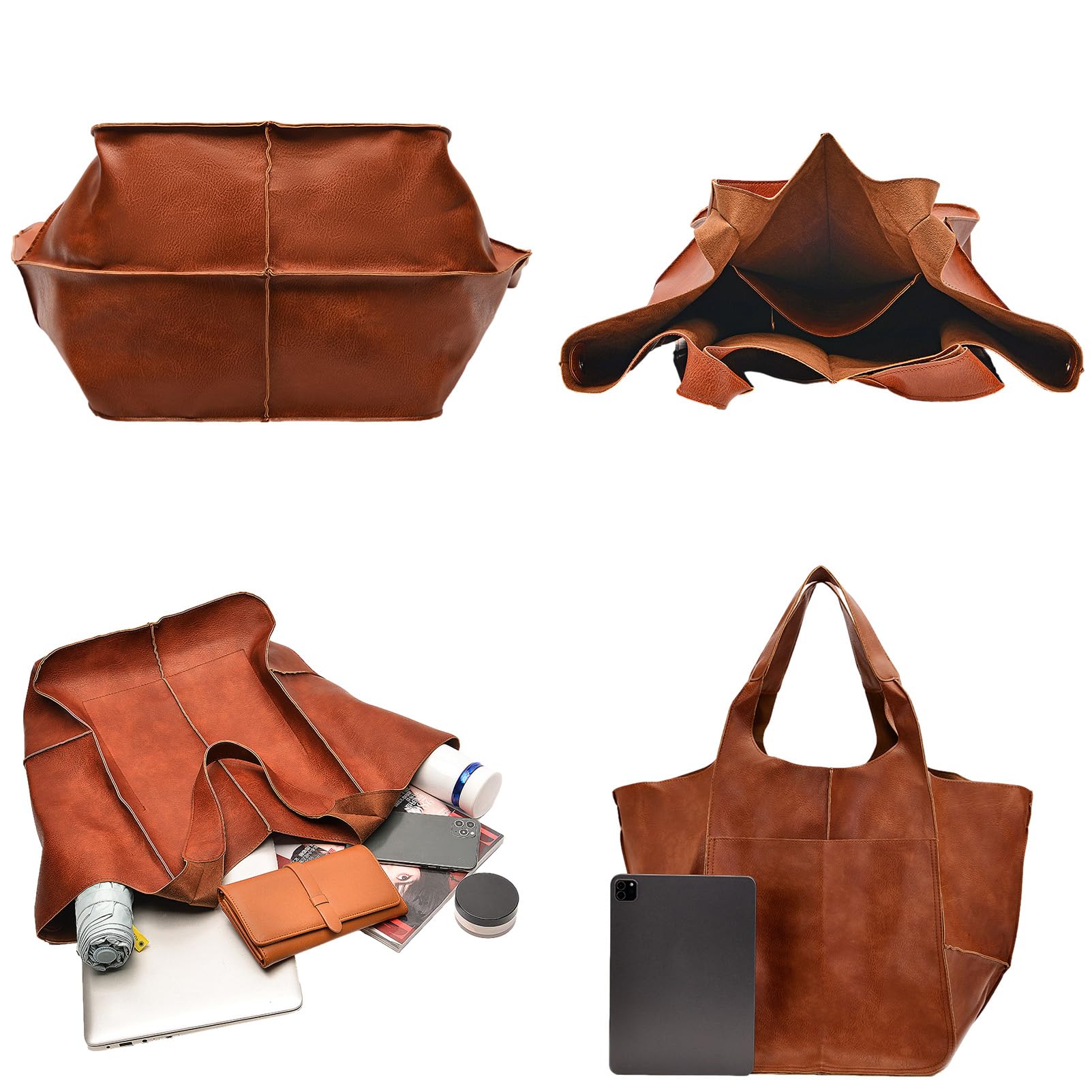 Borsa Tote Extra Grande Donna Borsa Bucket Hobo Oversize in PU