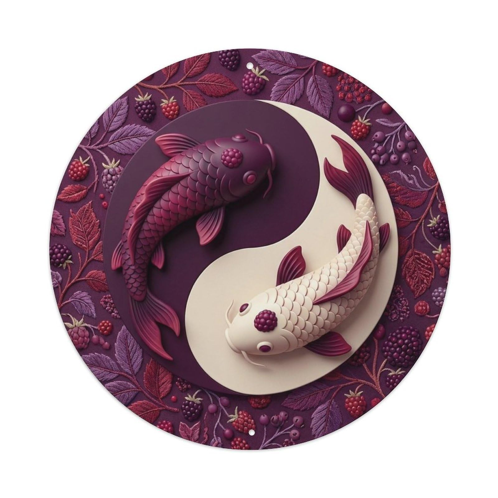 Olyhtr 8X8inch Classic Style Yin Yang Koi Mulberry Meditation Emblem Classic Metal Tin Sign