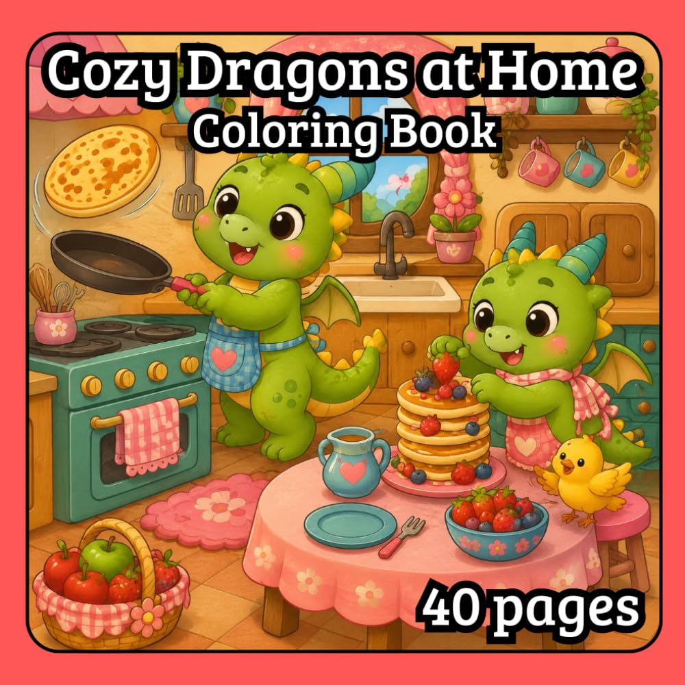 Cozy Dragons at Home: 40 Cozy and Relaxing Dragon Adventures to Color