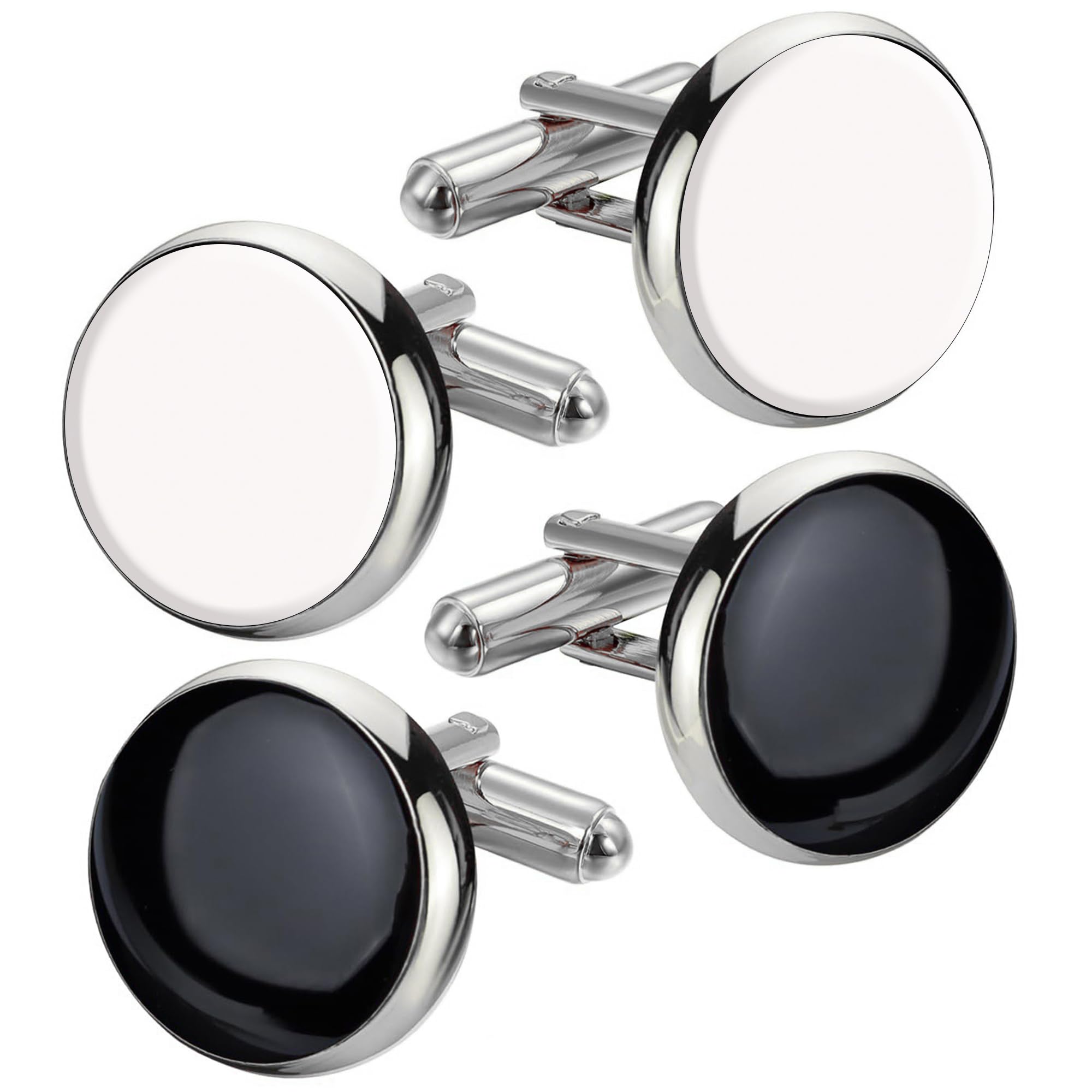 vama Fashions White & Black Combo Cufflinks Wedding Formal Shirt Suit Blazer Cuff Links For Men-picture-55