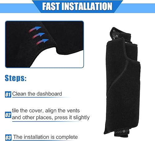 Miniatura 7 de Funda protectora de poliéster para salpicadero de automóvil compatible con Toyota RAV4 2001-2012, protector de poliéster negro para consola central