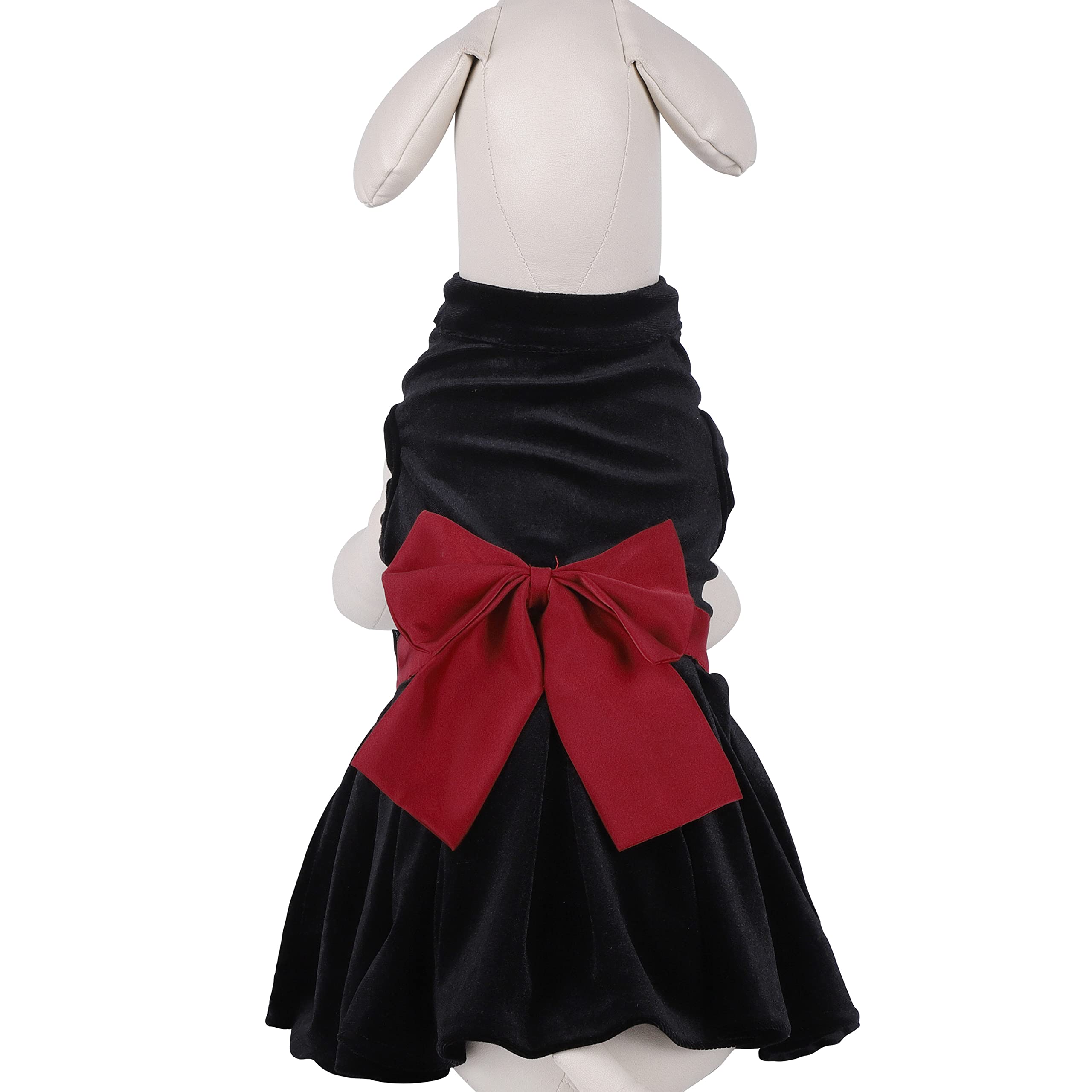 MAMORE Vintage Plaid Dog Dresses Doggie Sweatshirt Pet Winter Clothes Puppy Girl One-Piece Breathable Skirt Doggy Dress Cat Outfits Apparel (X-Small, Black Velvet)