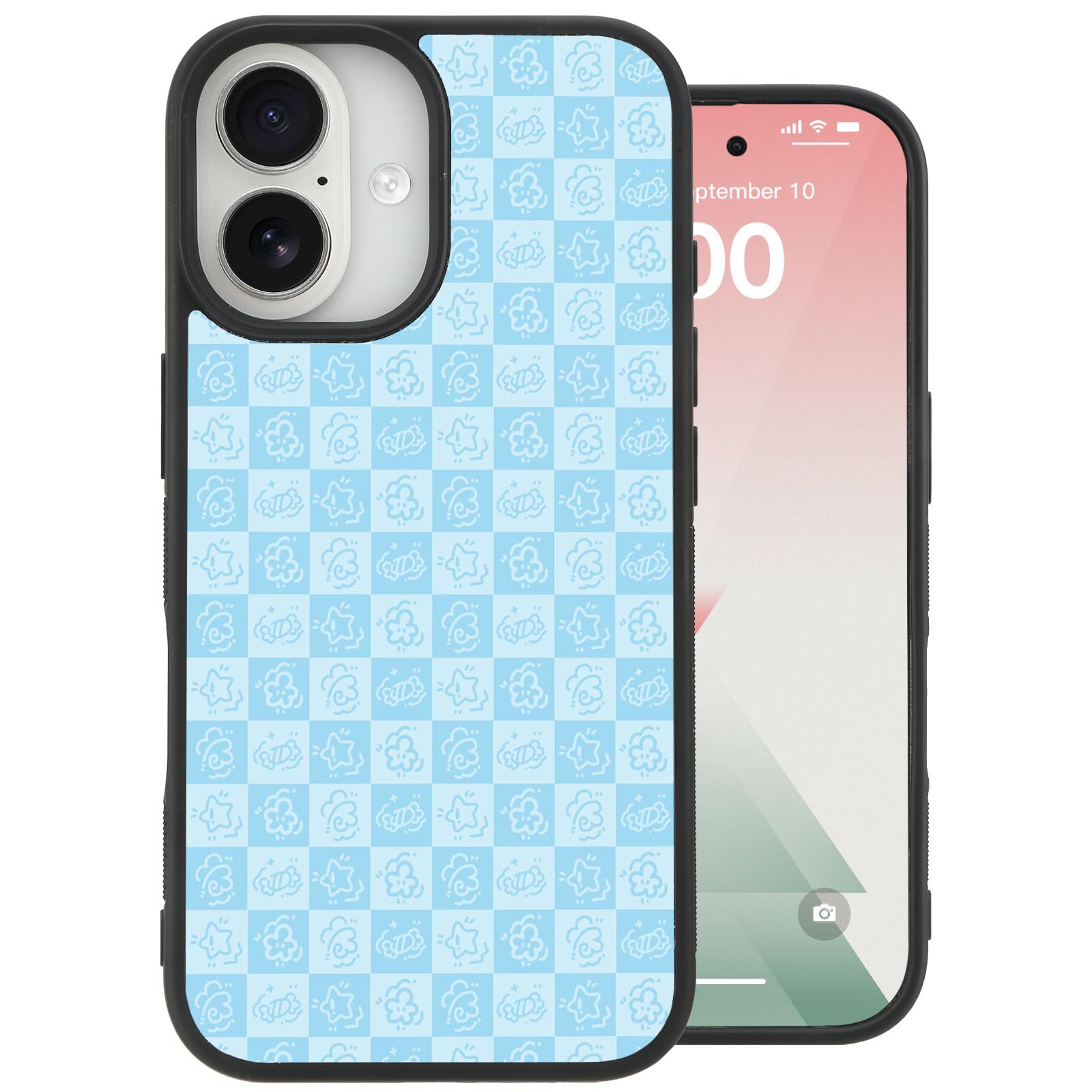 Coque iPhone 16 originale motif écossais bleu finition premium - 7