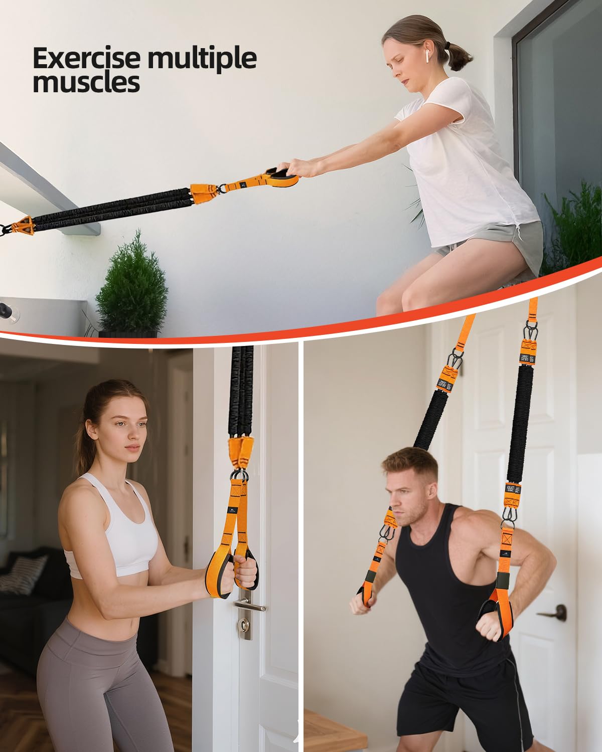 Abahub Set di Bande per Tricipiti con Ancoraggi Porta Regolabile, Banda Tricipiti per Fitness Casa, Allenamento Braccia e Esercizi Forza, Include Maniglie e Borsa, Principianti Home