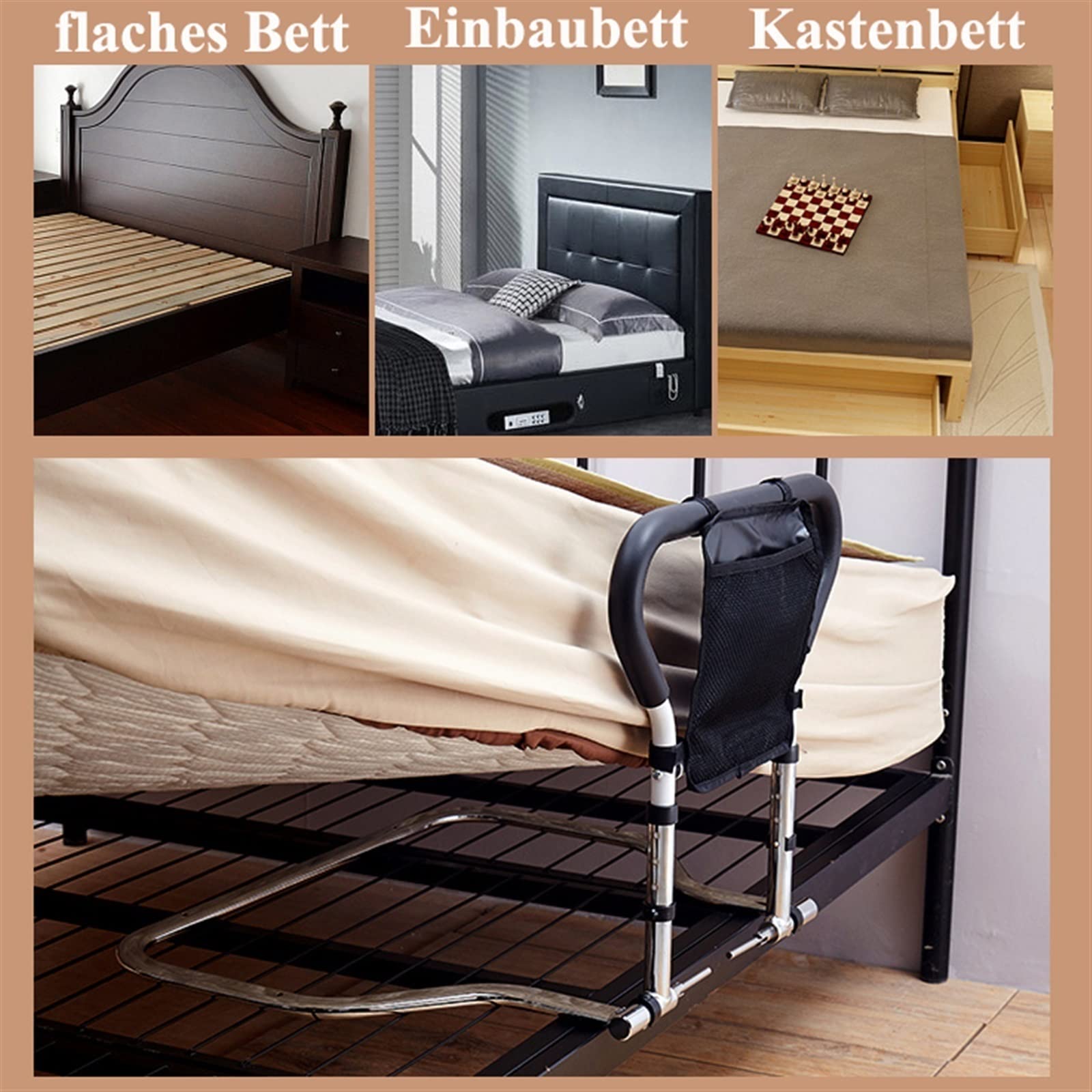 Faltbarer aufstehhilfe bettgriff am Tragbarer Bett Hilfsgriff,Sicherheit bettgeländer handlauf Bettgitter für ältere, Einfach zu Lagern, mit Aufbewahrungstasche