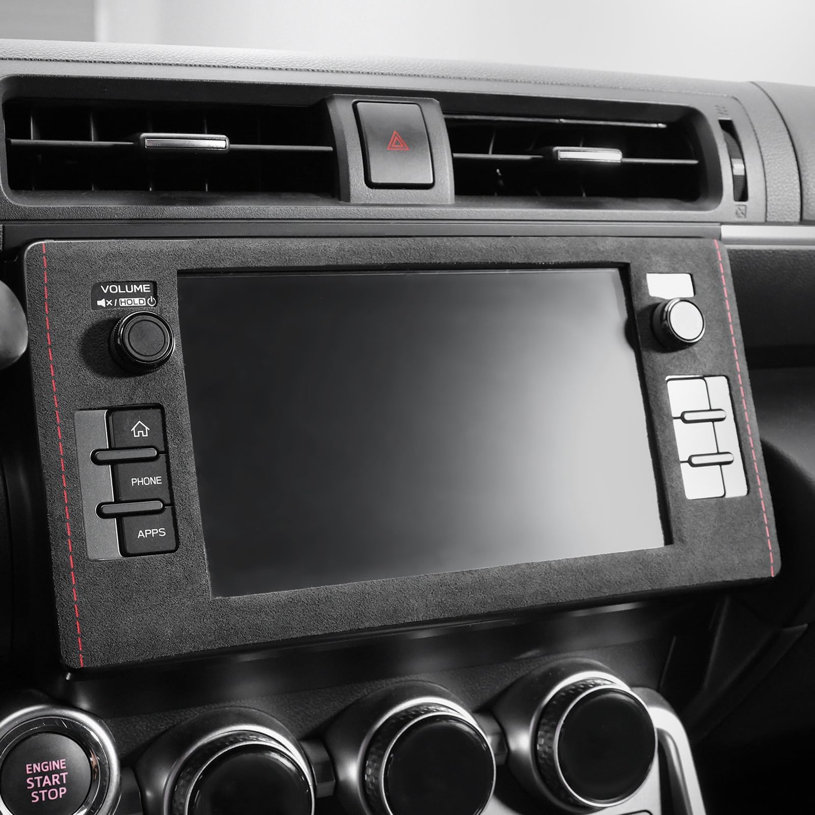Car Navigation Display Screen Panel Frama Sticker Compatible with Toyota GR86 for Subaru BRZ 2021 2022 2023 2024 2025 for Alcantara Carbon Leather Interior Accessories (Suede Black)