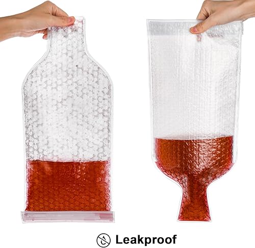 Miniatura 5 de Yesland Paquete de 6 bolsas de viaje reutilizables con protector de vino, bolsas de plástico para vino, a prueba de fugas, resistentes y de triple