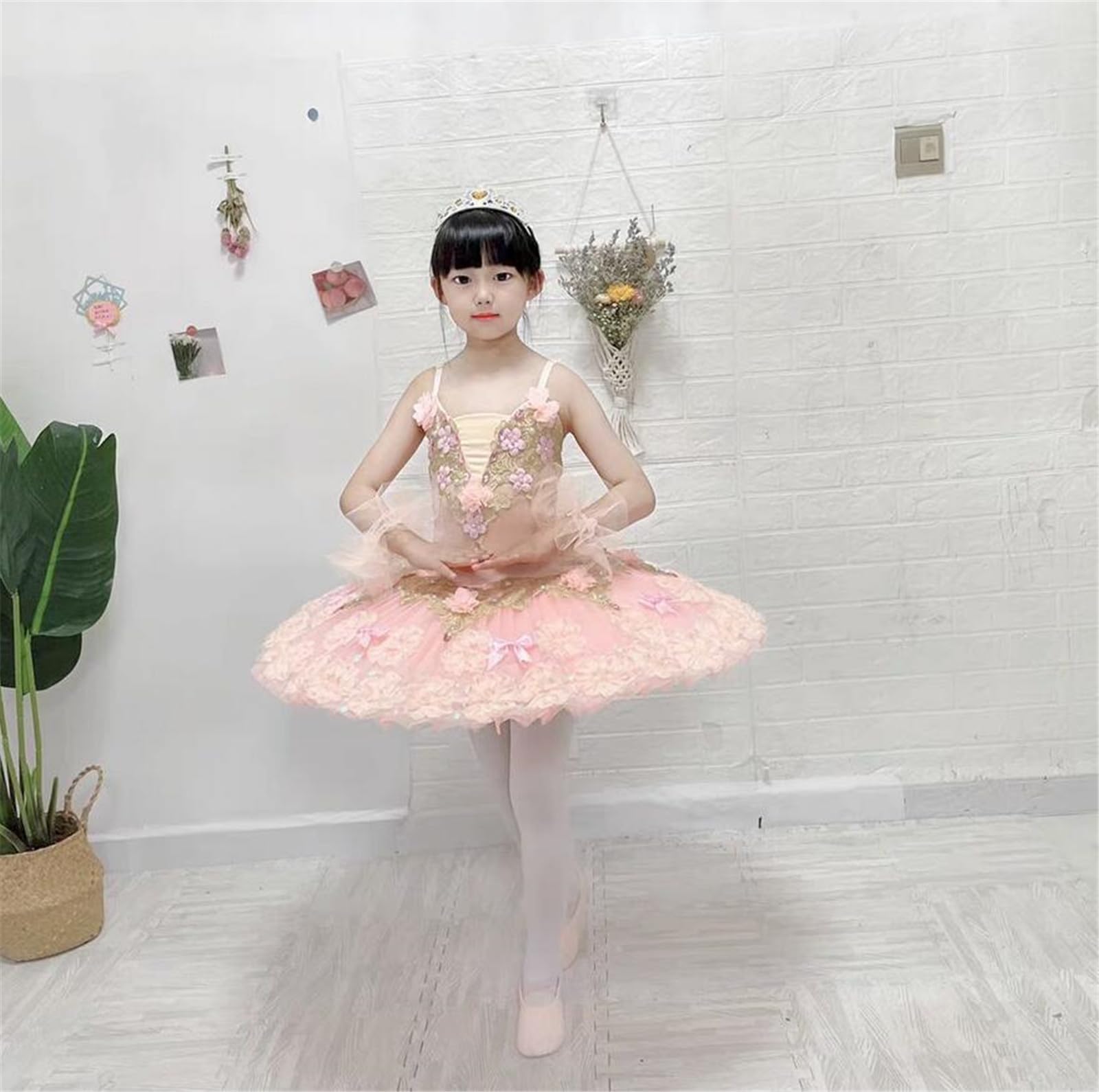 Mädchen Ballett-Tutu Tüllkleid Ärmellos Trikot Schwanensee Ballerina Bühnentanz Wettbewerb Kostüm Übungstanzkleidung (A3483)