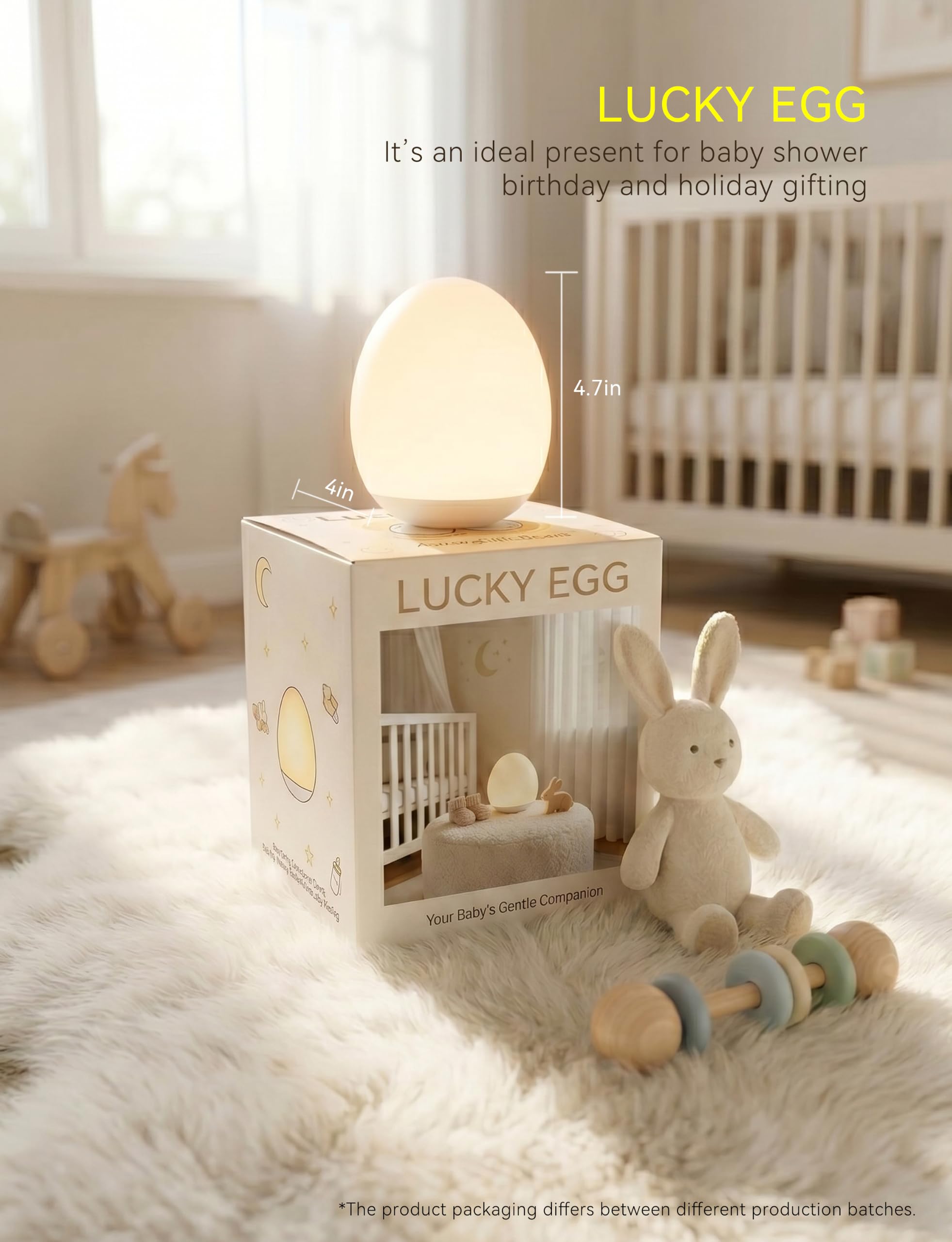 Luz nocturna de silicona para bebé, 7 luces de noche de huevo RGB para guardería, lámpara de noche portátil de atenuación de 3 niveles para lactancia, regalo para dormitorio de niños recién nacidos