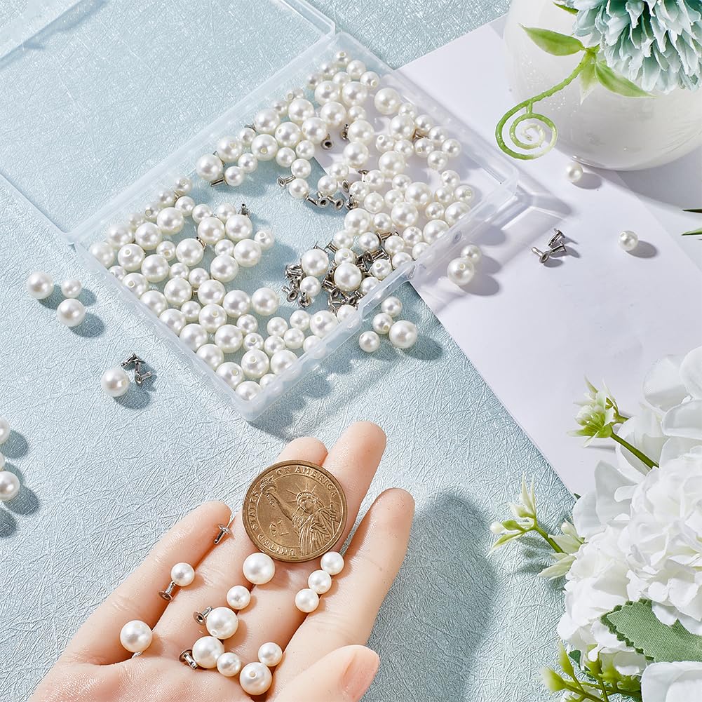 GORGECRAFT 200 Set 2 Dimensioni Bottoni di Perle di Plastica Perle Bianche Rivetti Borchie Rotondo Perno di Plastica con Perni Kit per Abbigliamento Borse per Cappelli Abbellimenti di Scarpe Lavoro