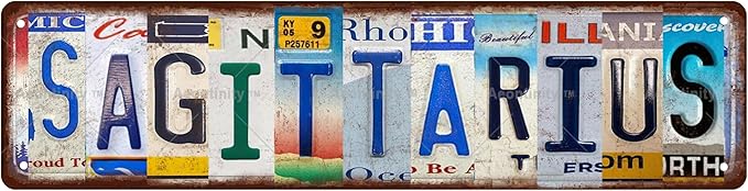 SAGITTARIUS Zodiac Sign Star Sign Vintage Metal Tin Sign, Street Sign, Home Decor, Room Decor, Wall Decor, Bathroom Decor, Bar Decor, Cafe Decor, Garage Decor, 16 x 4 Inch