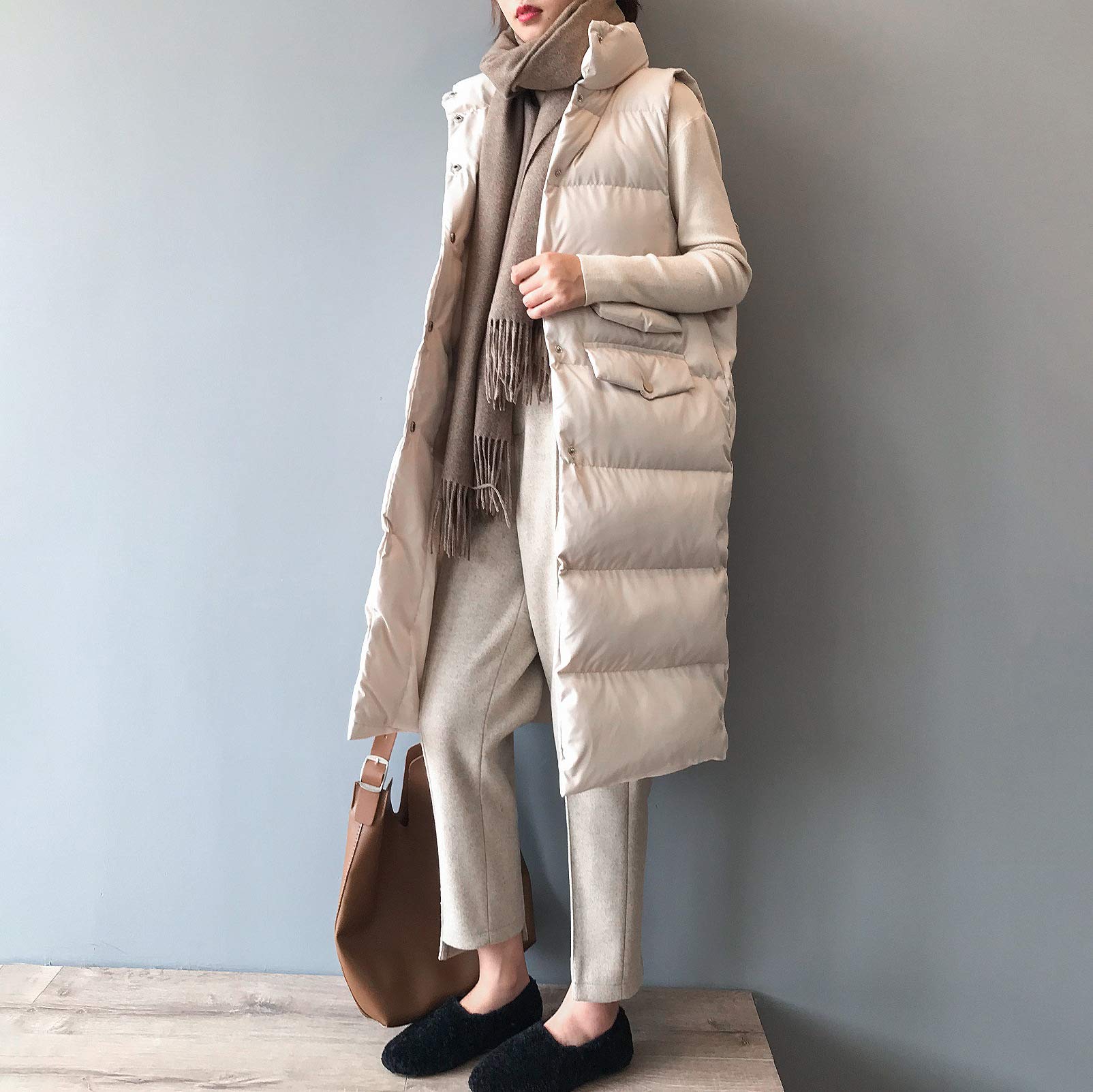 Zswpyq Donna Giacca Piumino Giacconi Invernali Con Cerniera Senza Maniche Imbottito Cappotto Giacche Cappotti Gilet Lungo, Gilet in Piumino Sottile, Senza Maniche, Portatile