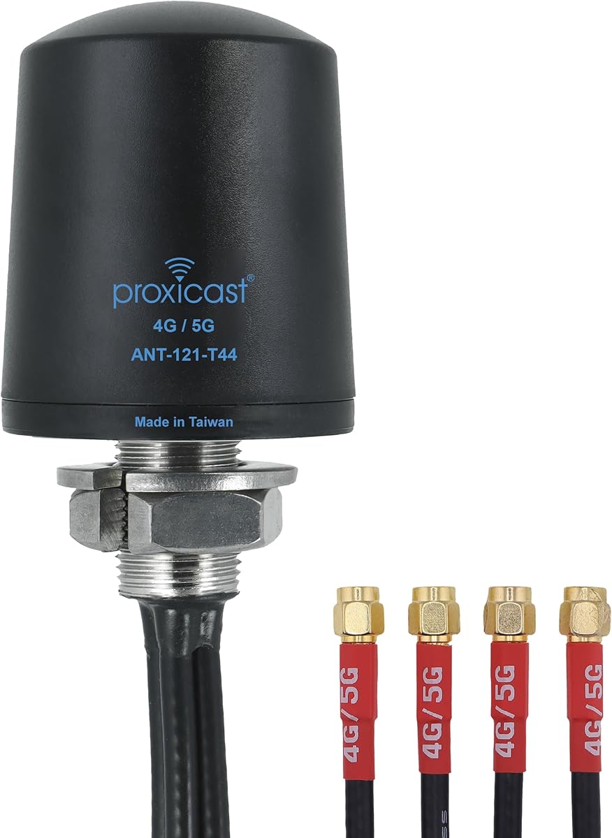 Proxicast 4x4 MIMO 5G Antenna - Vandal Resistant Low Profile Omnidirectional Through-Hole Mount - 6 ft Coax - Black - Compatible with Cisco, Cradlepoint, Digi, MoFi & Others (ANT-121-T44-B-06)