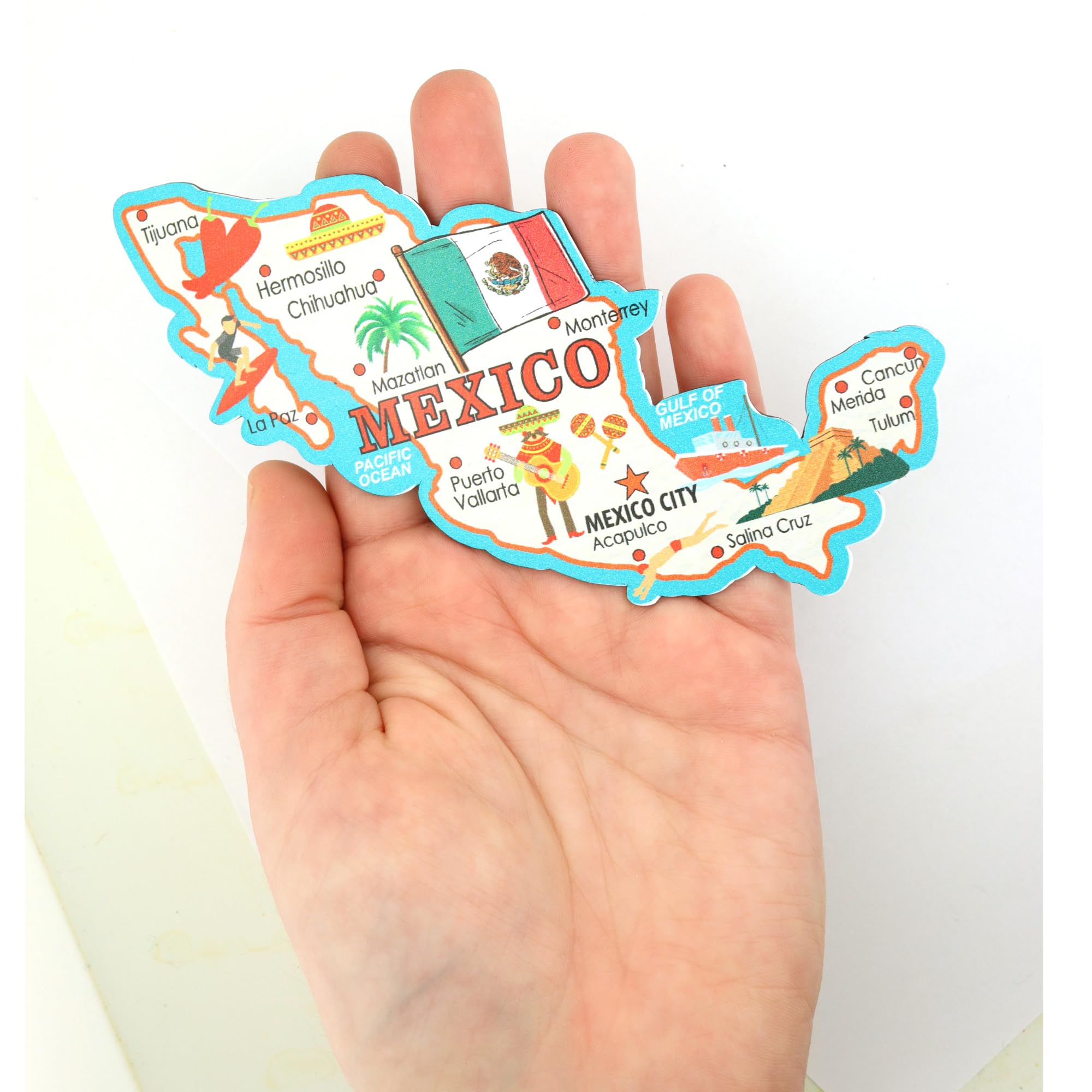 3D Cancun Mexico Fridge Magnet – Souvenir Resin Magnet, Handmade, 7.3x7.9cm, Decorative Refrigerator Sticker