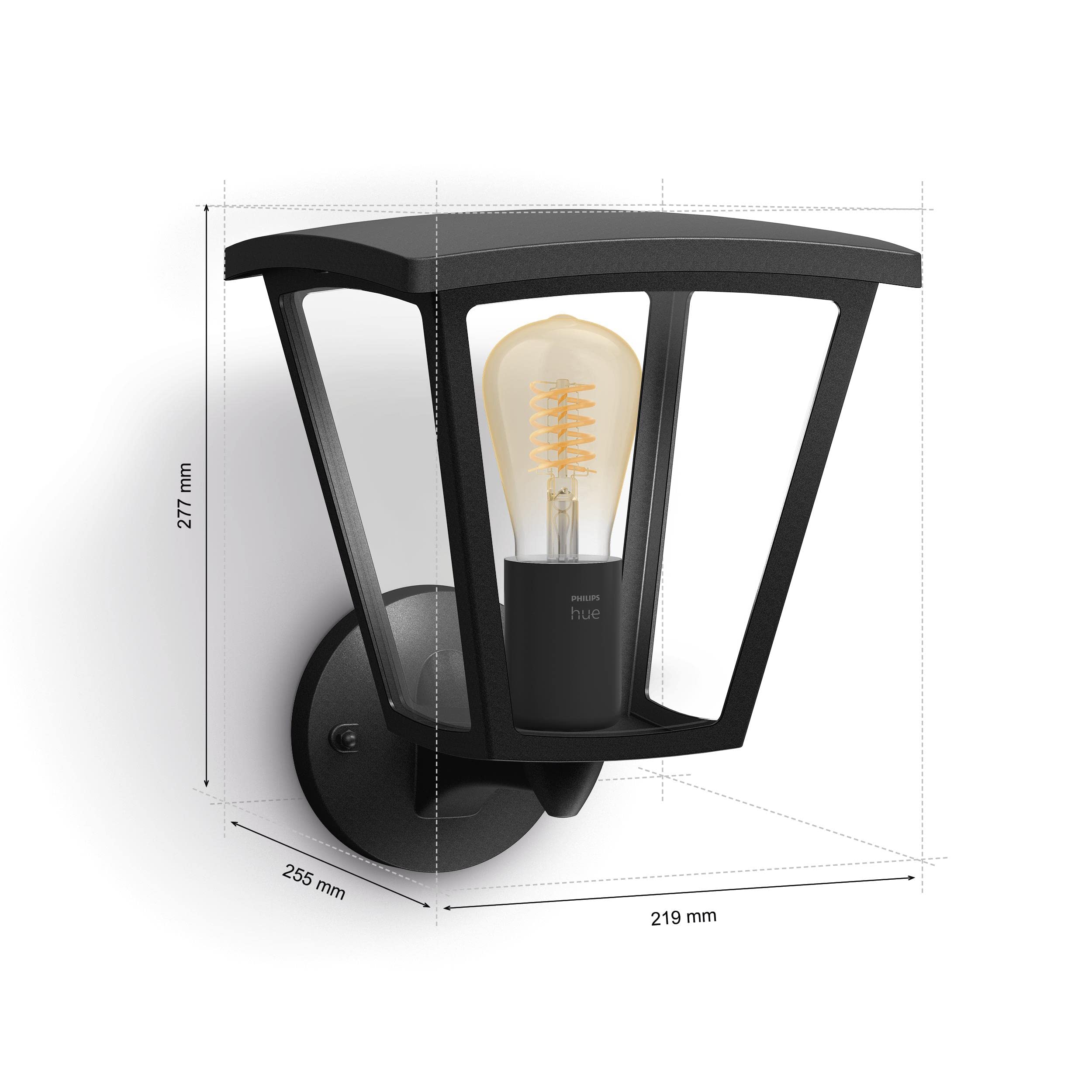 Philips Hue White Inara Wandleuchte Outdoor schwarz 550lm, warmweißes Licht, dimmbar, steuerbar via App, kompatibel mit Amazon Alexa (Echo, Echo Dot)