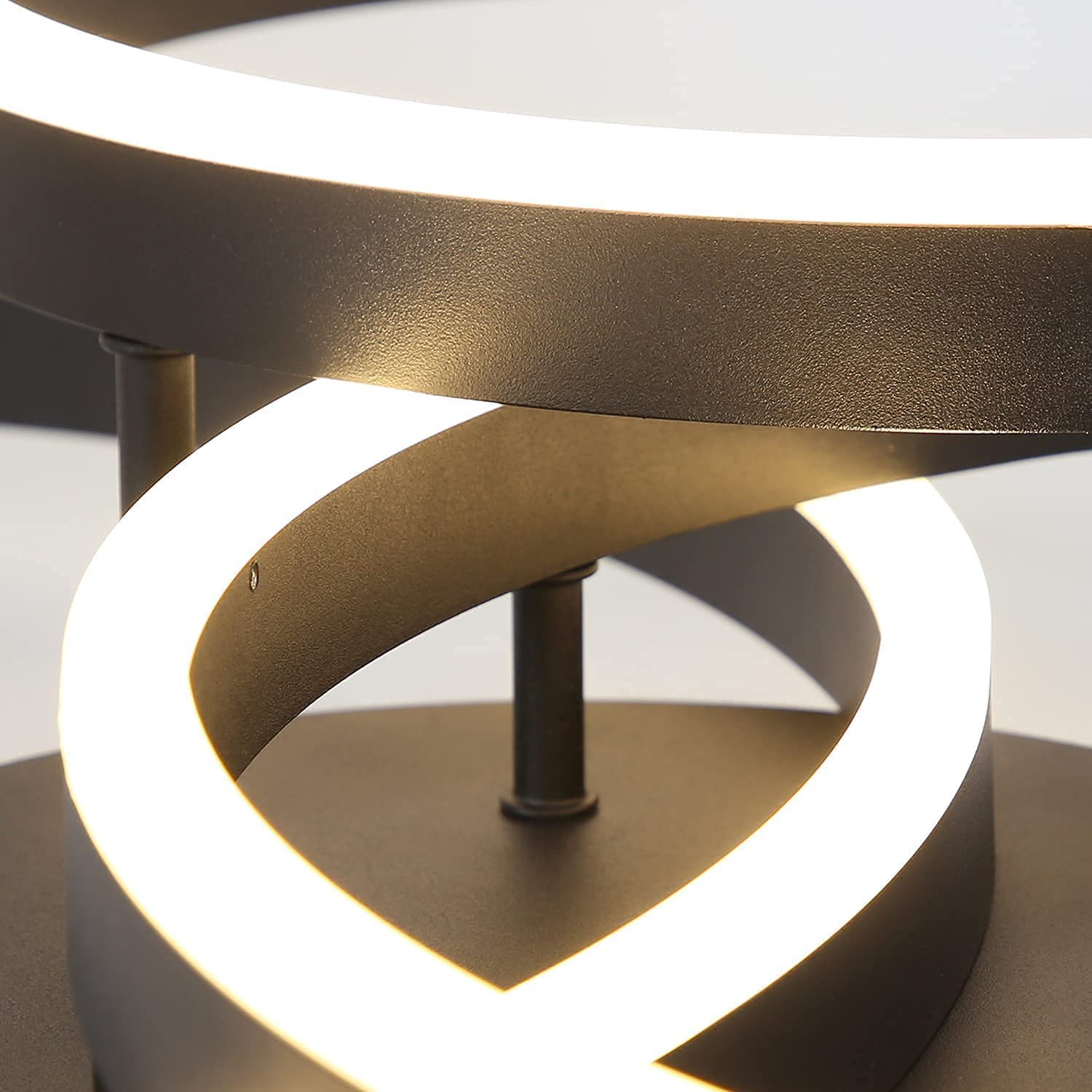 ZMH Deckenleuchte Wohnzimmer Deckenlampe LED 82 CM Wohnzimmerlampe Schwarz | 74W Schlafzimmerlampe dimmbar mit Fernbedienung innen Deckenbeleuchtung 3 Ring Modern Design für Schlafzimmer Küche Büro